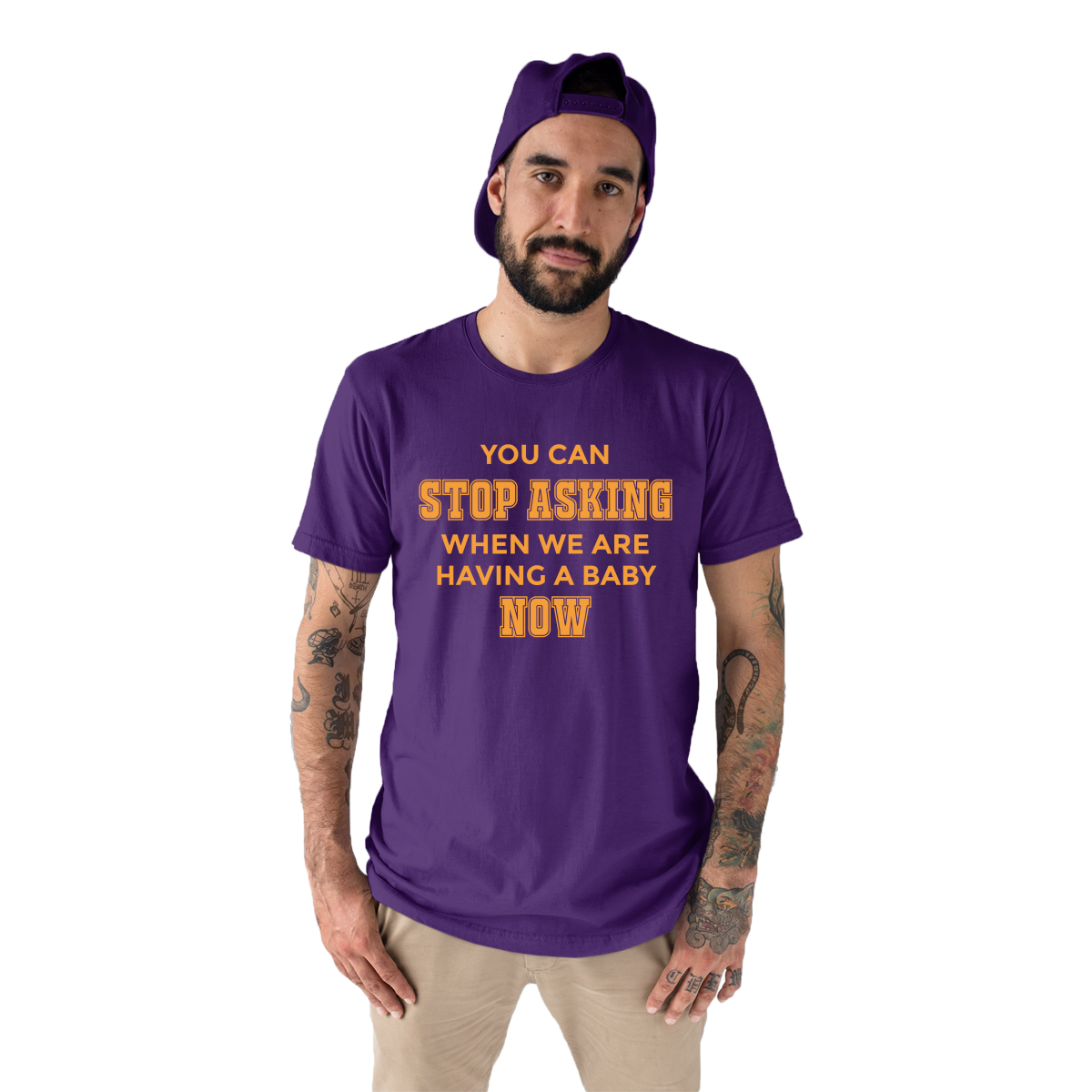 You can stop asking when we are having baby NOW Men's T-shirt | Purple