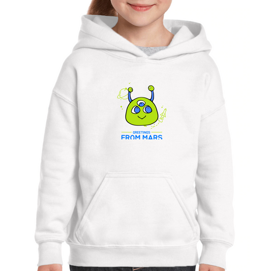 Greetings From Mars Kids Hoodie | White