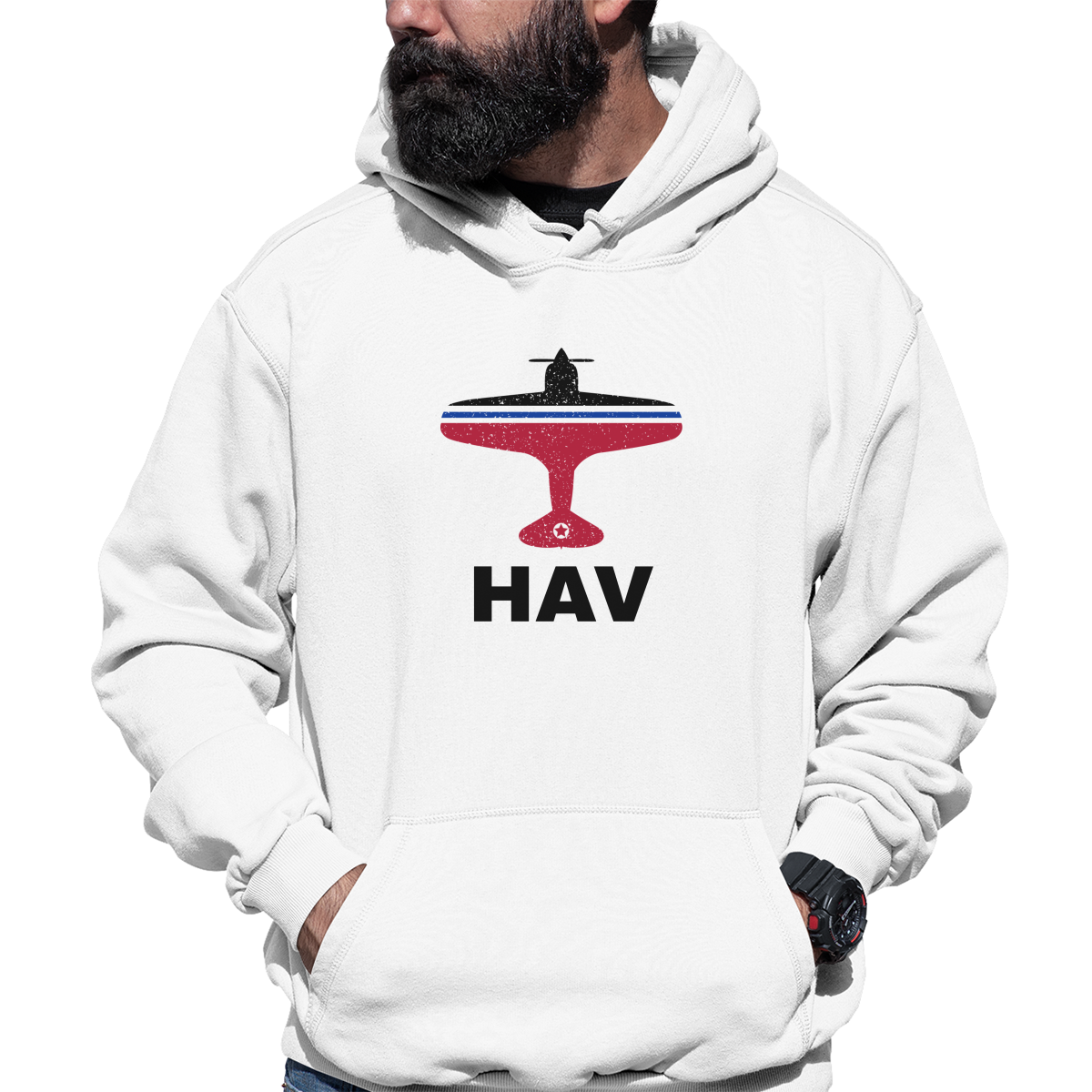 Fly Havana HAV Airport Unisex Hoodie | White