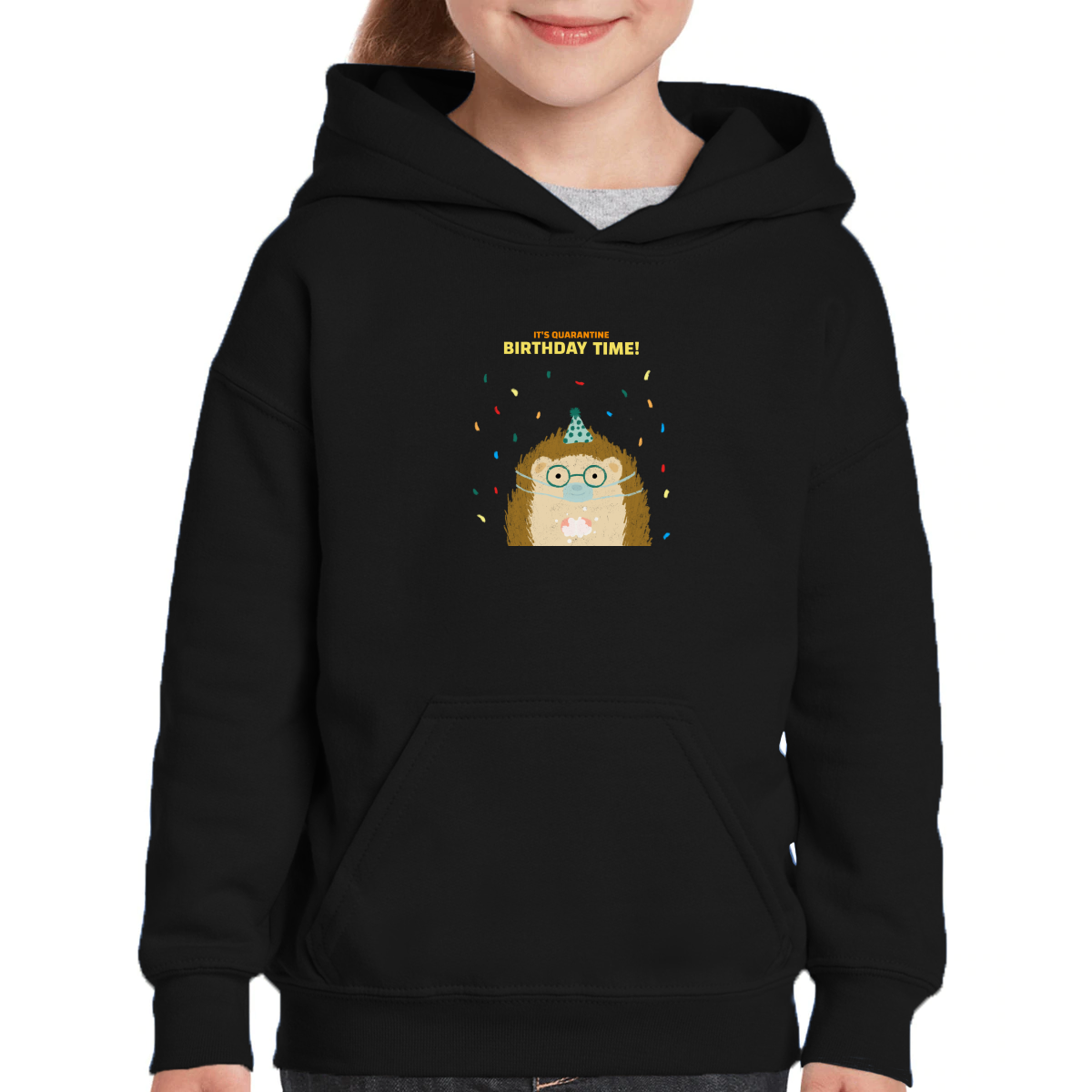 It is quarantine birthday time Kids Hoodie | Black