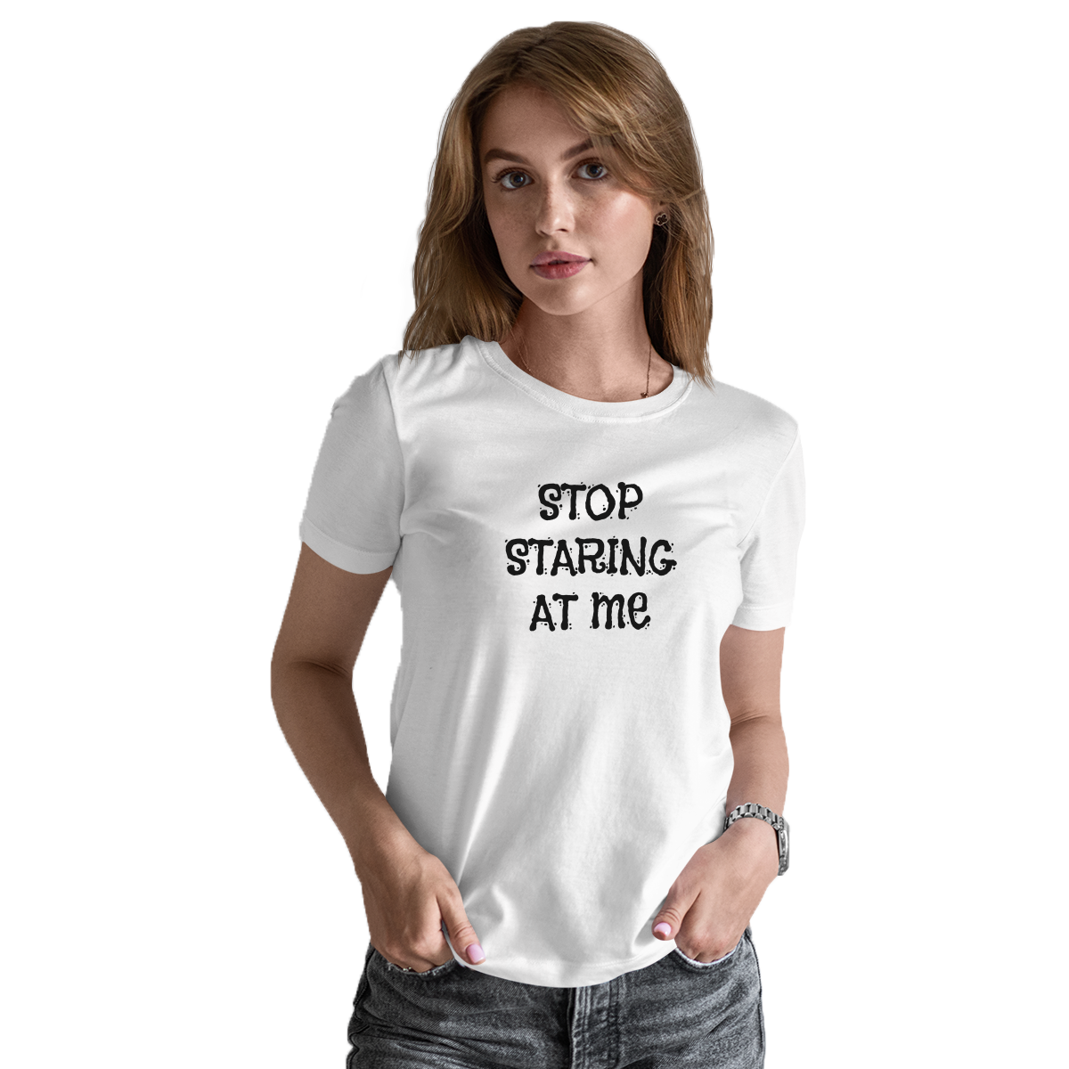 Stop Staring at Me Women's T-shirt | White