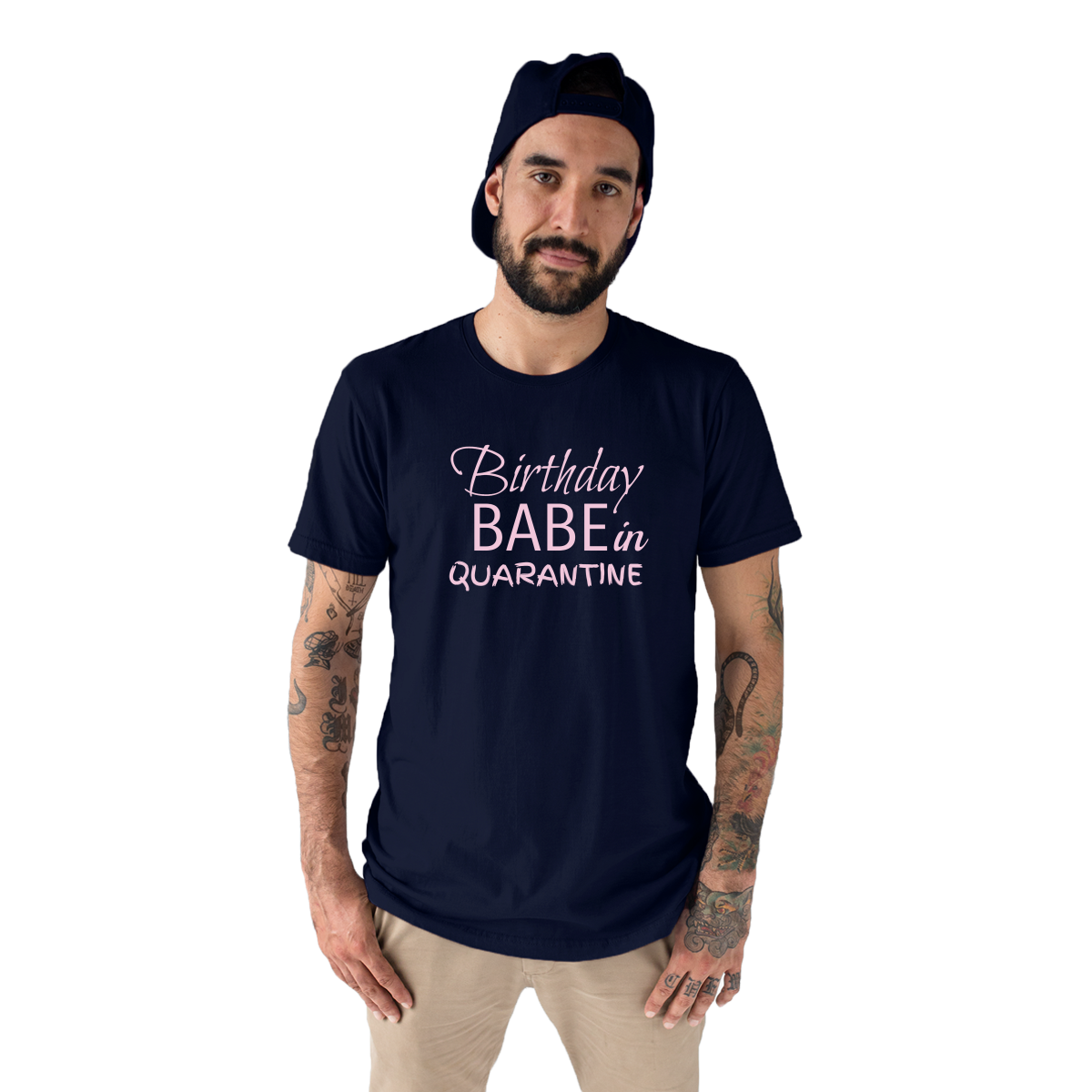 Birthday Babe in Quarantine Men's T-shirt | Navy