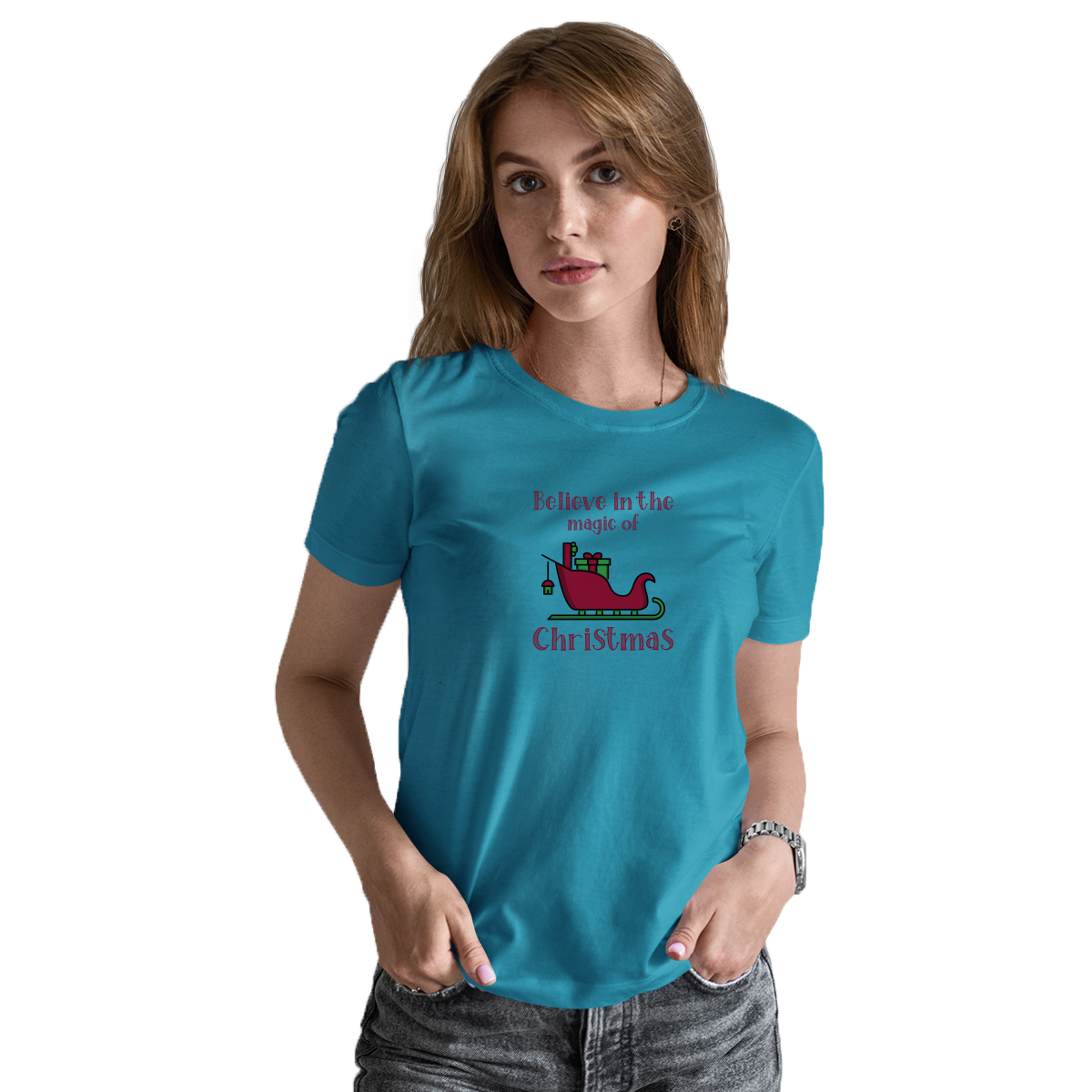Believe in the Magic of Christmas Women's T-shirt | Turquoise