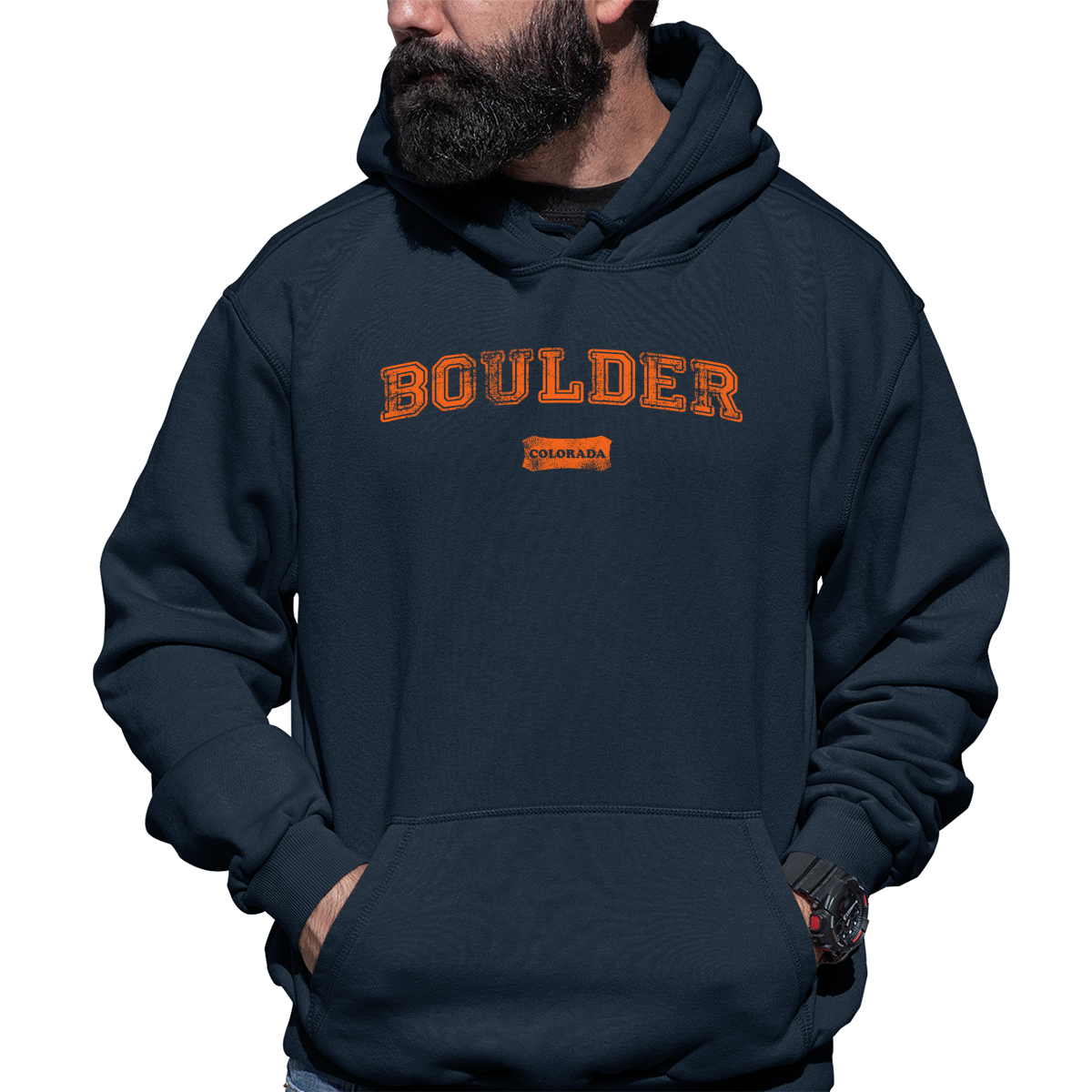 Boulder Colorado Represent Unisex Hoodie | Navy