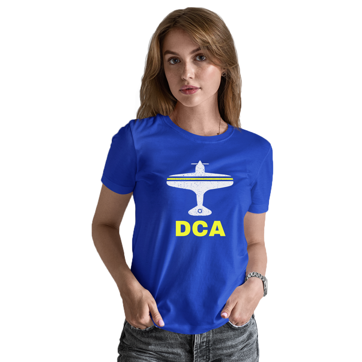 Fly Washington D.C. DCA Airport Women's T-shirt | Blue