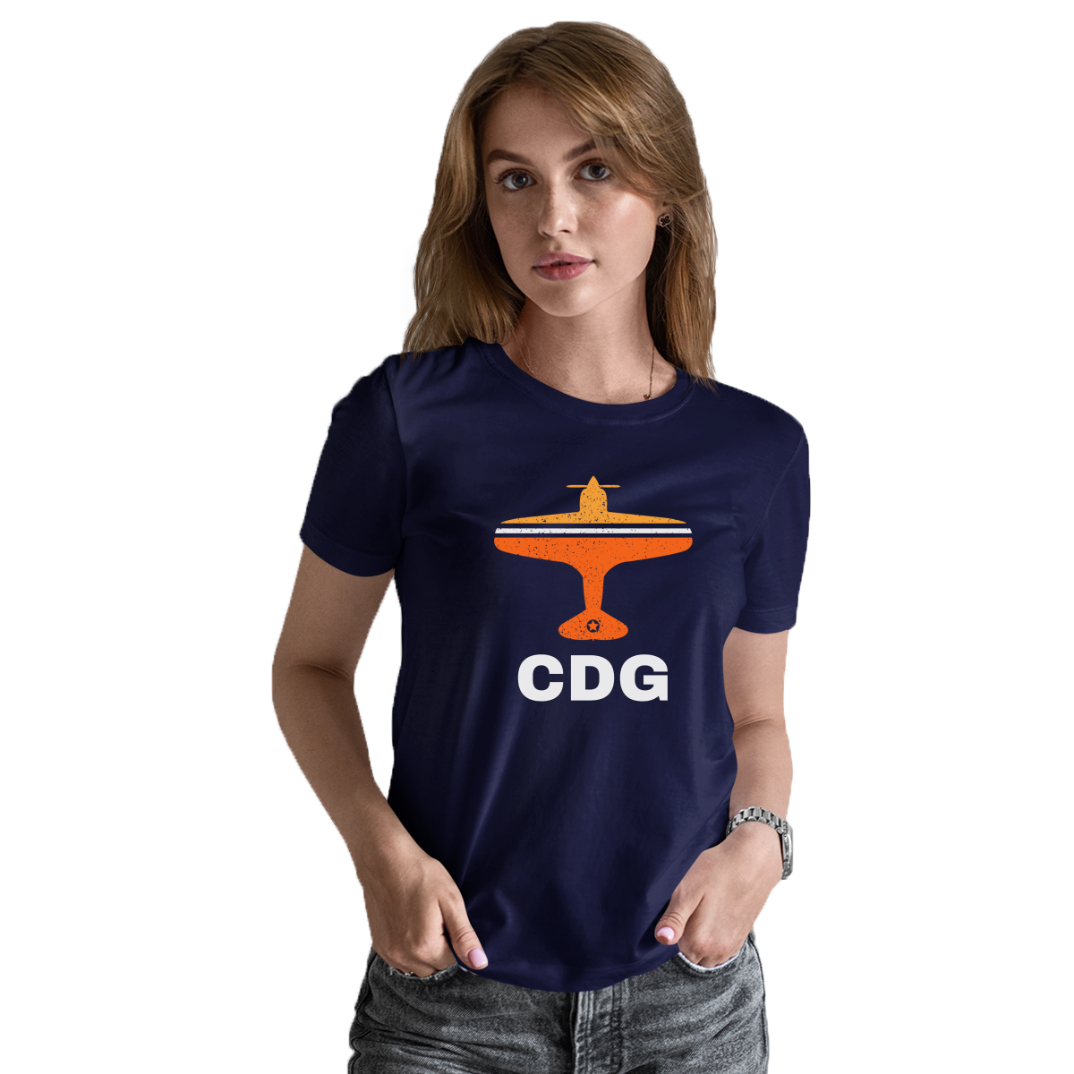 Fly Paris CDG Airport Women's T-shirt | Navy