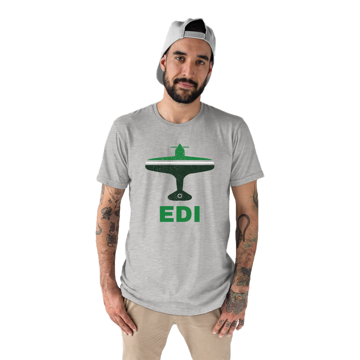 Fly Edinburgh EDI Airport Men's T-shirt | Gray