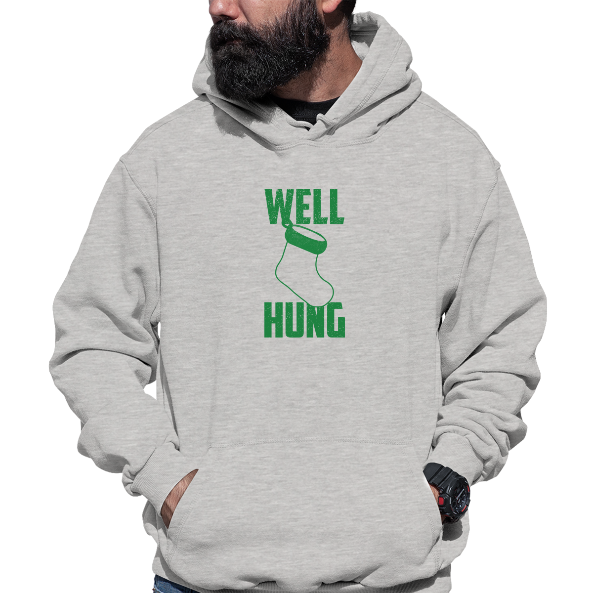 Well Hung Unisex Hoodie | Gray
