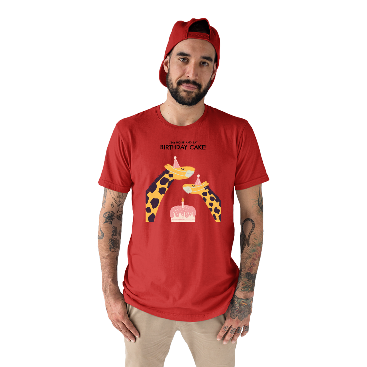Birthday Cake  Men's T-shirt | Red