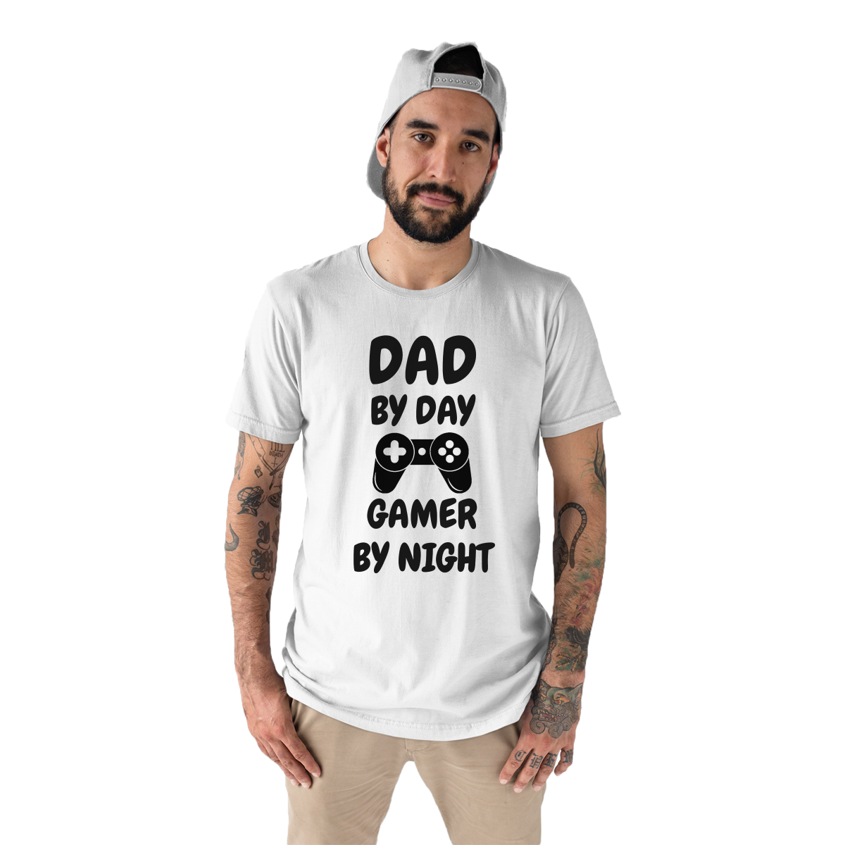 Dad By Day Gamer By Night  Men's T-shirt | White