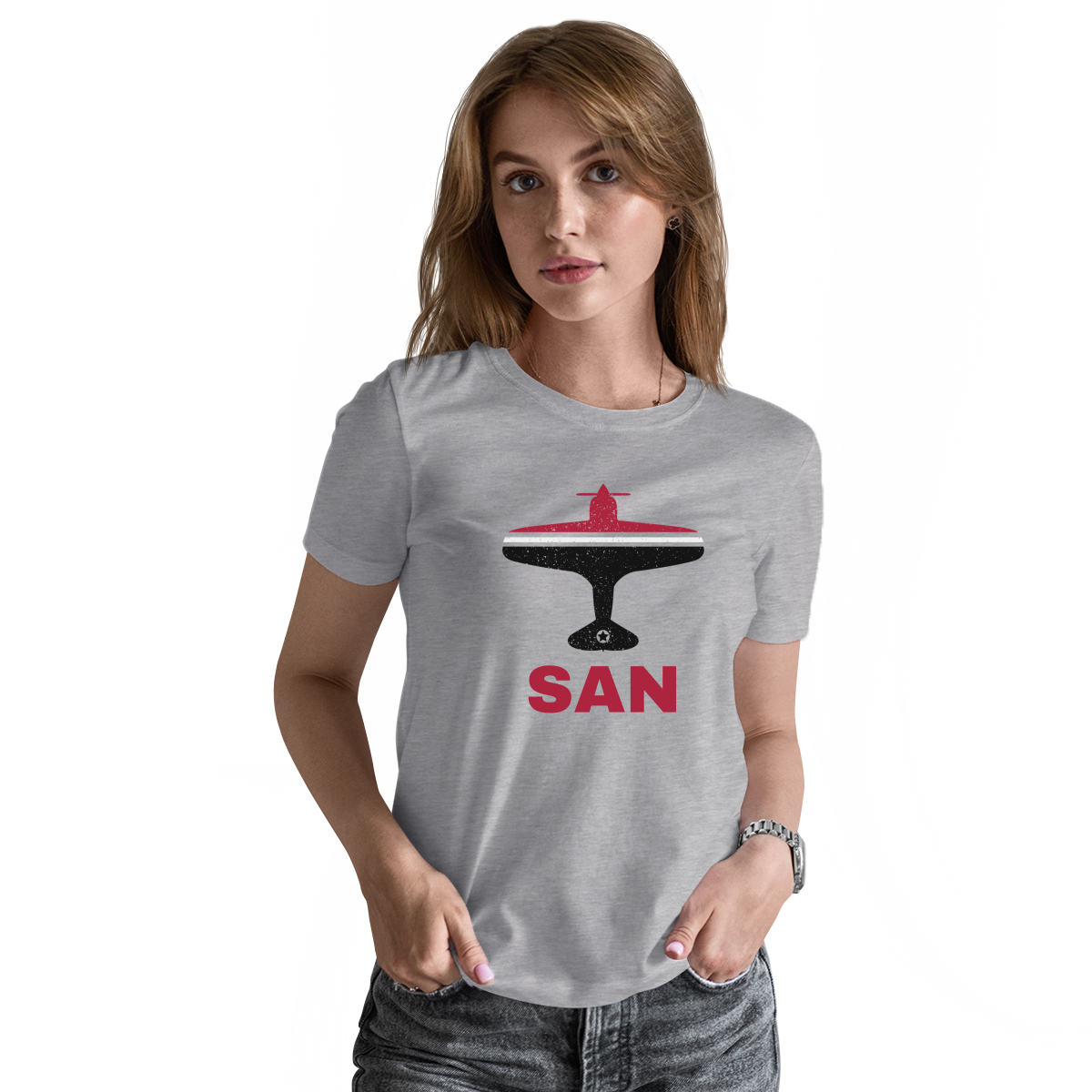 Fly San Diego SAN Airport Women's T-shirt | Gray