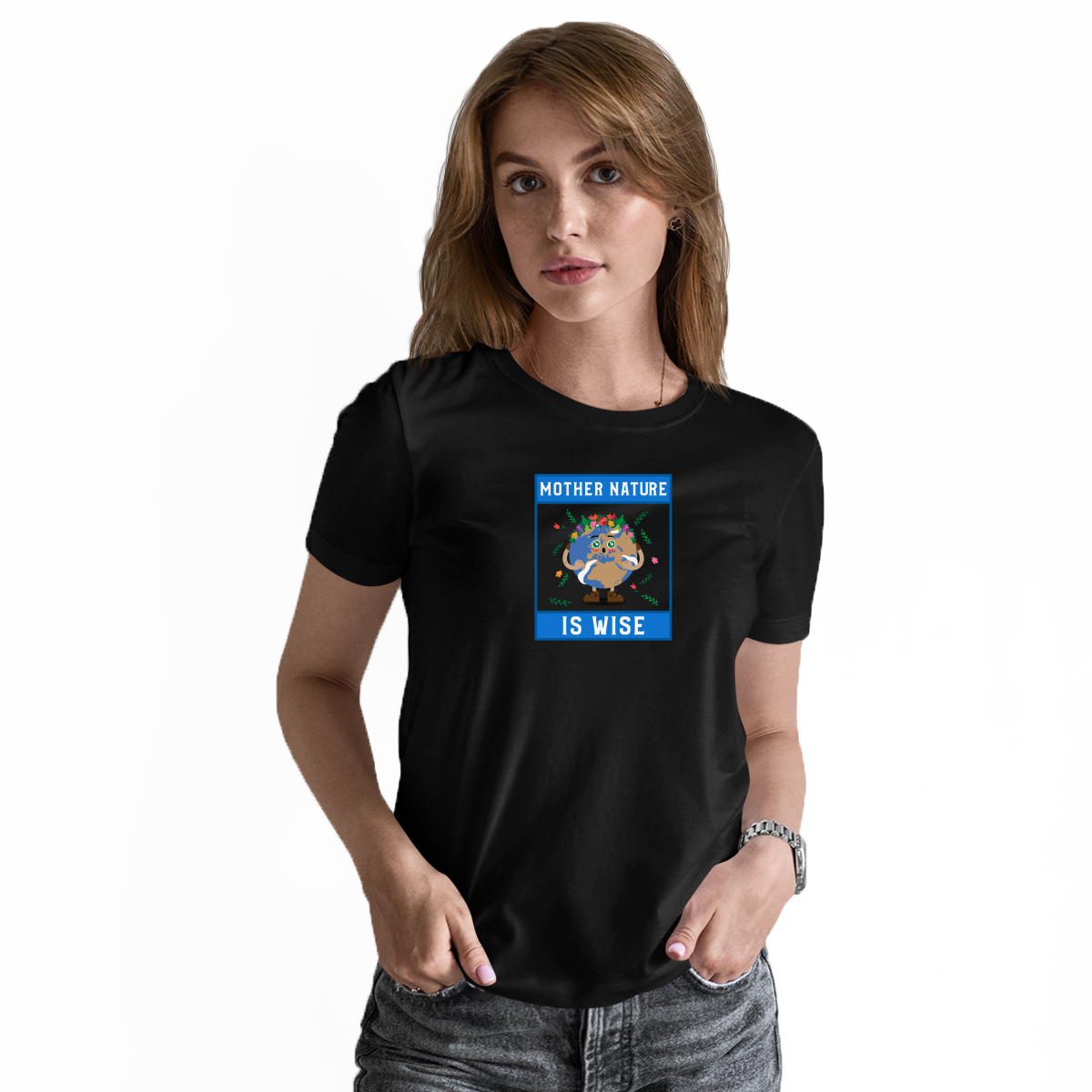 Mother Nature is Wise Women's T-shirt | Black
