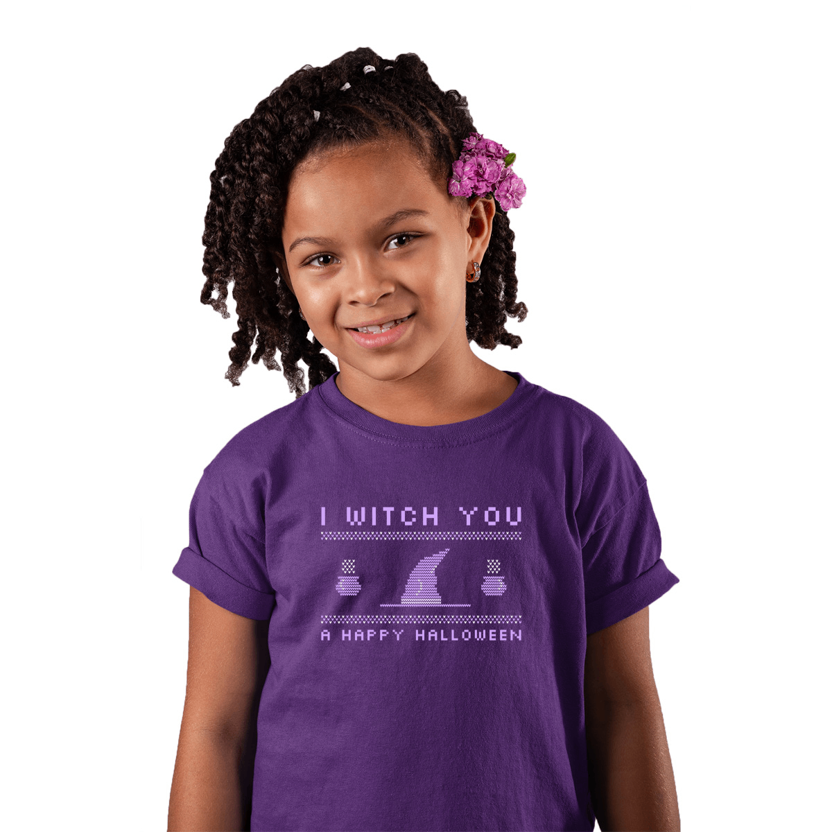 I Witch You a Happy Halloween Kids T-shirt | Purple