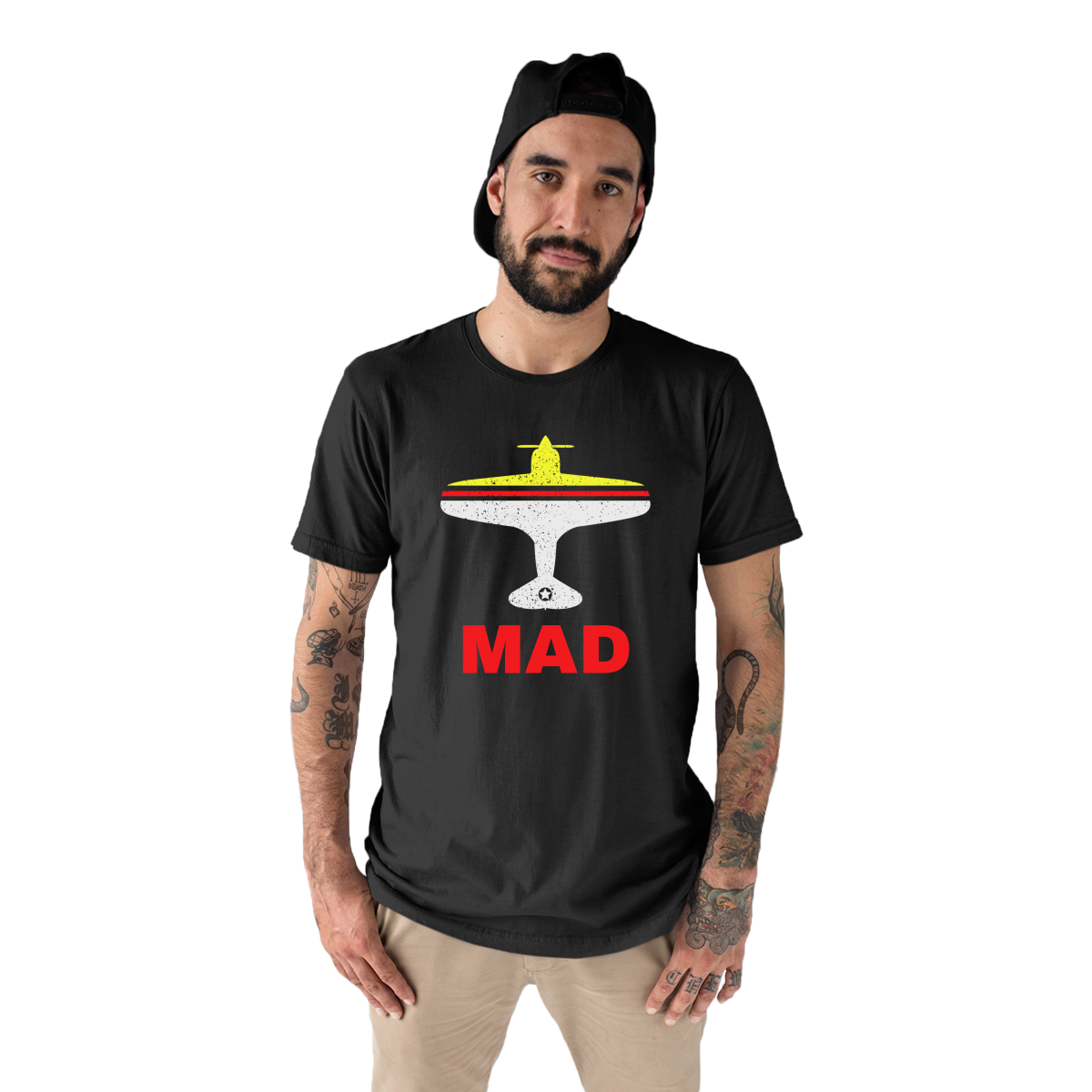 Fly Madrid MAD Airport Men's T-shirt | Black