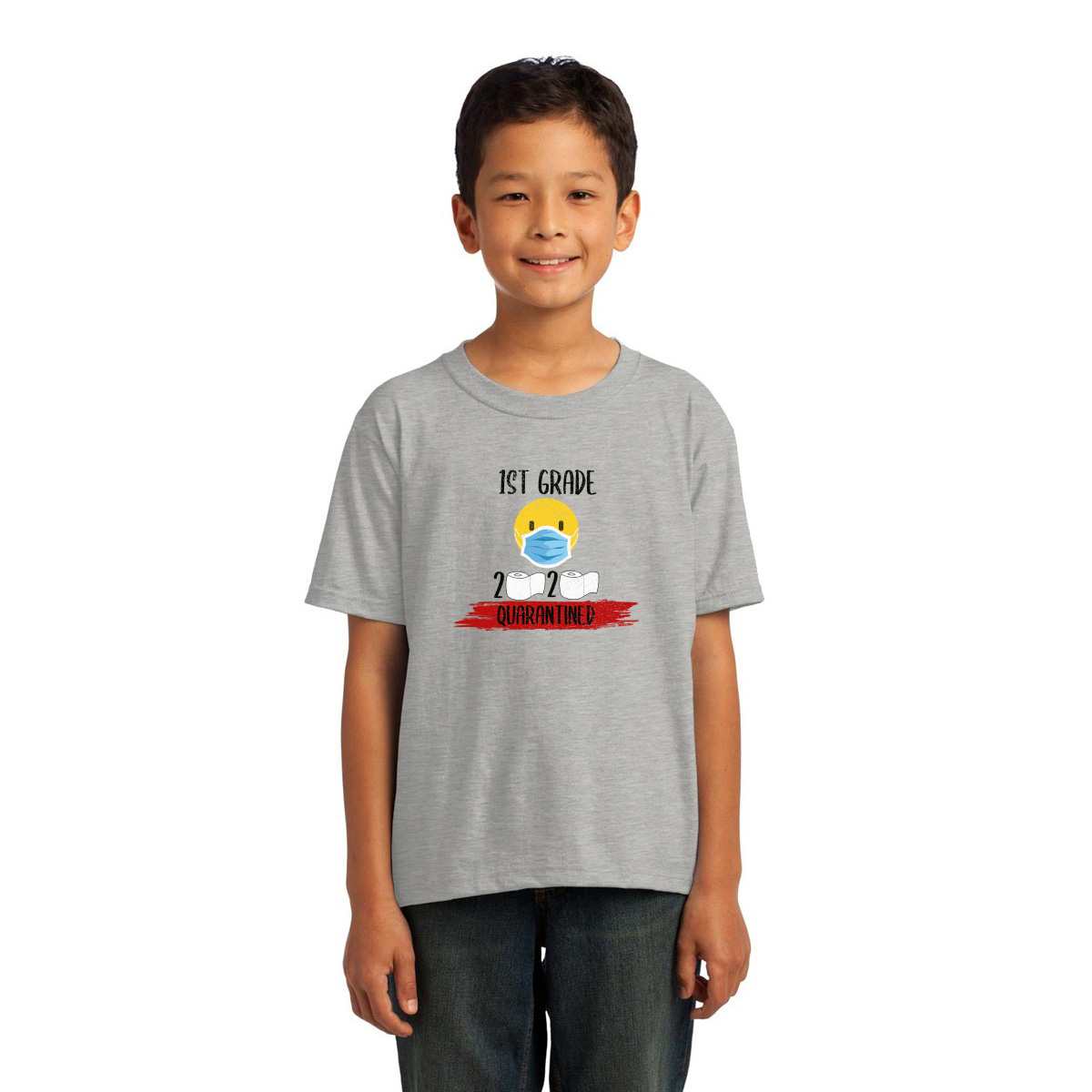 1st Grader Quarantined Kids T-shirt | Gray