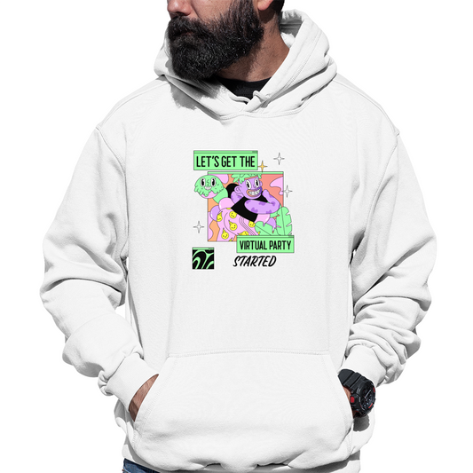 Let's get the virtual party started Unisex Hoodie | White