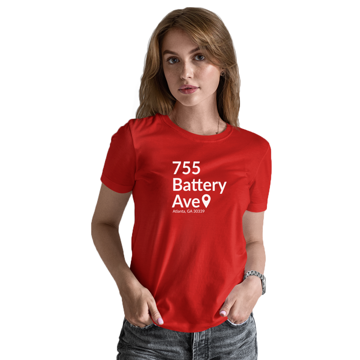 Atlanta Baseball Stadium Women's T-shirt | Red
