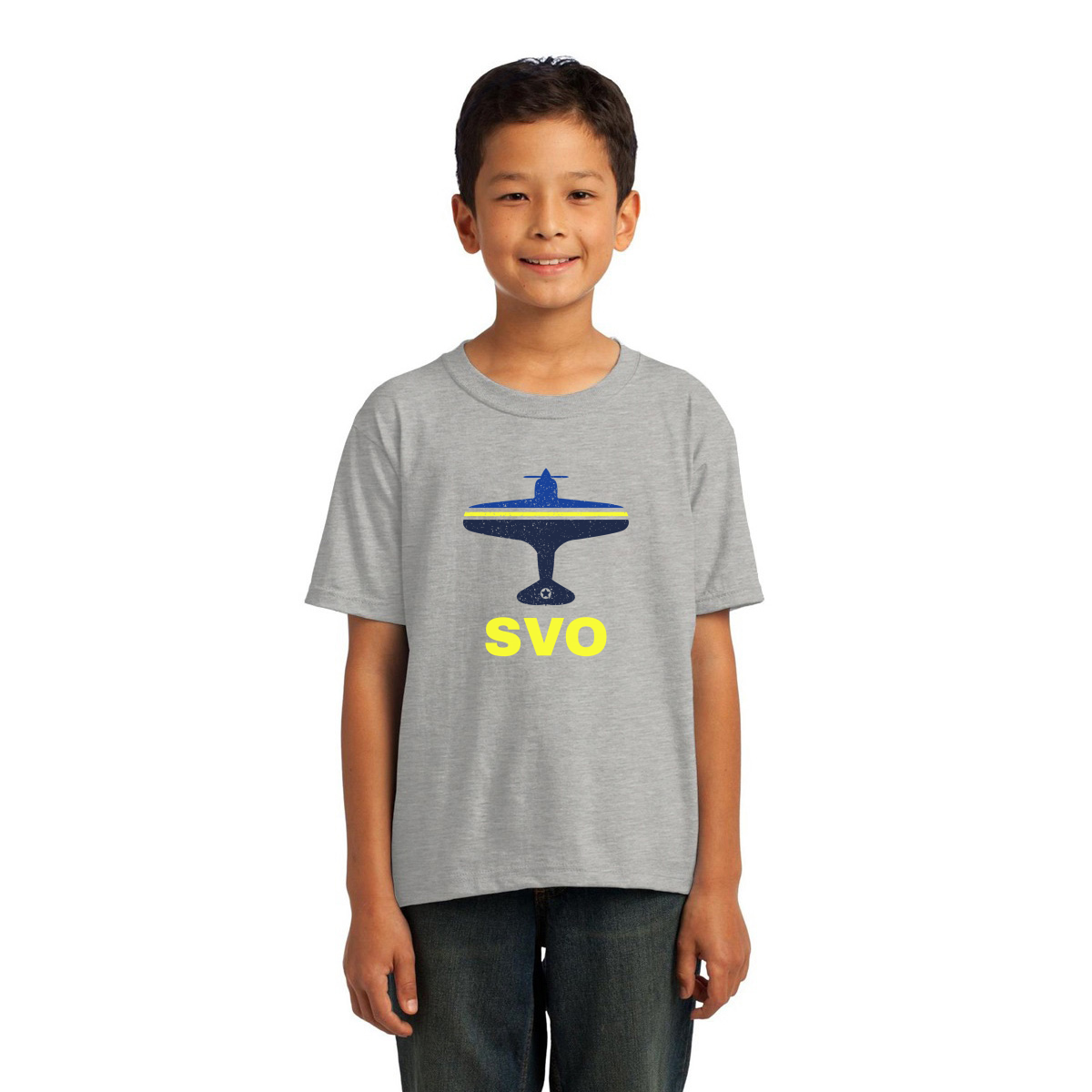 Fly Moscow SVO Airport Kids T-shirt | Gray