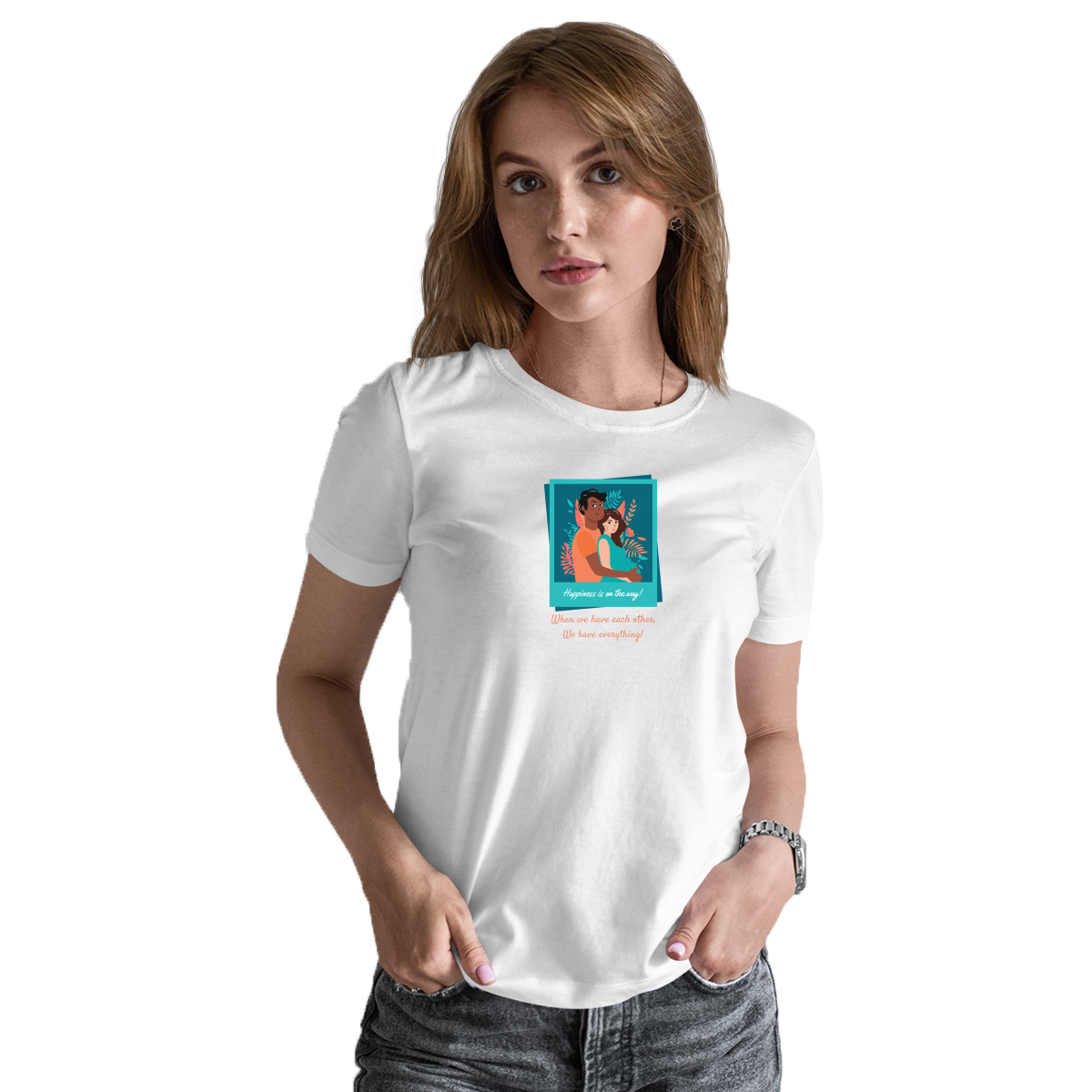 Happiness is on the way Women's T-shirt | White