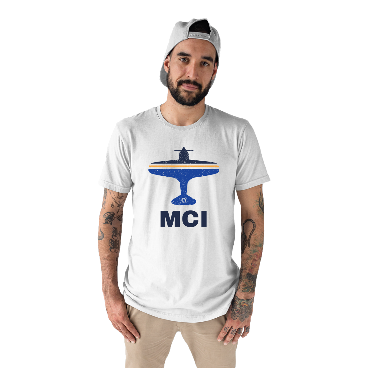Fly Kansas City MCI Airport Men's T-shirt | White