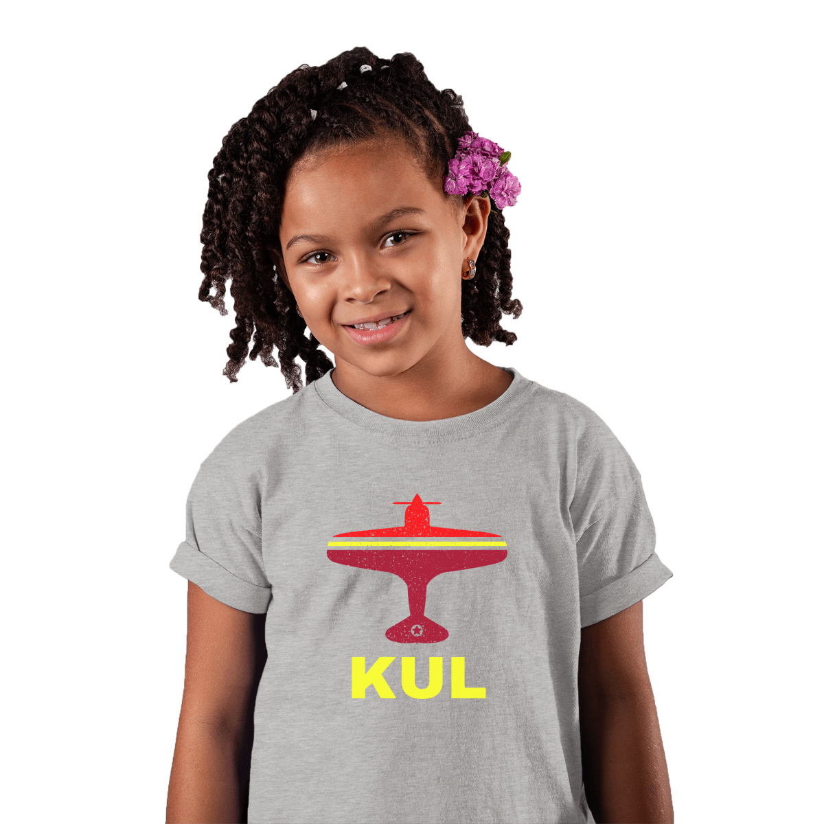 Fly Kuala Lumpur KUL Airport Kids T-shirt | Gray