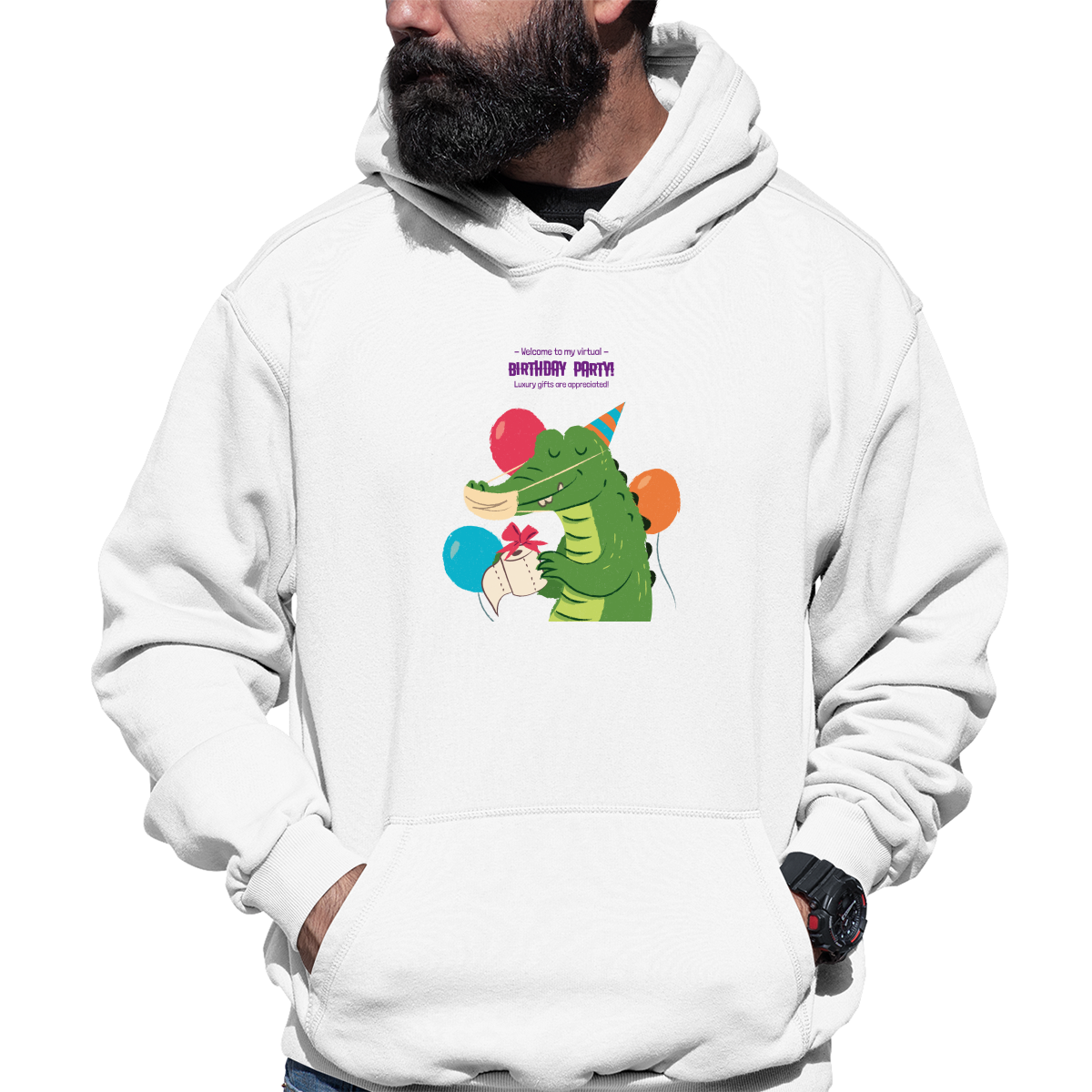 Welcome to My Virtual Birthday Party Unisex Hoodie | White