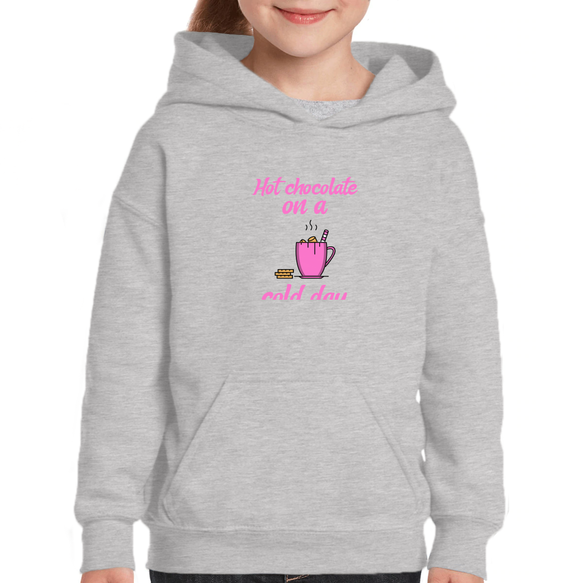 Hot Chocolate on a Cold Day Kids Hoodie | Gray