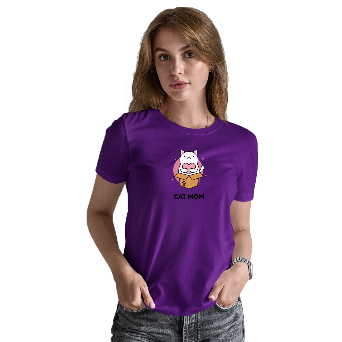 Cat Mom Women's T-shirt | Purple