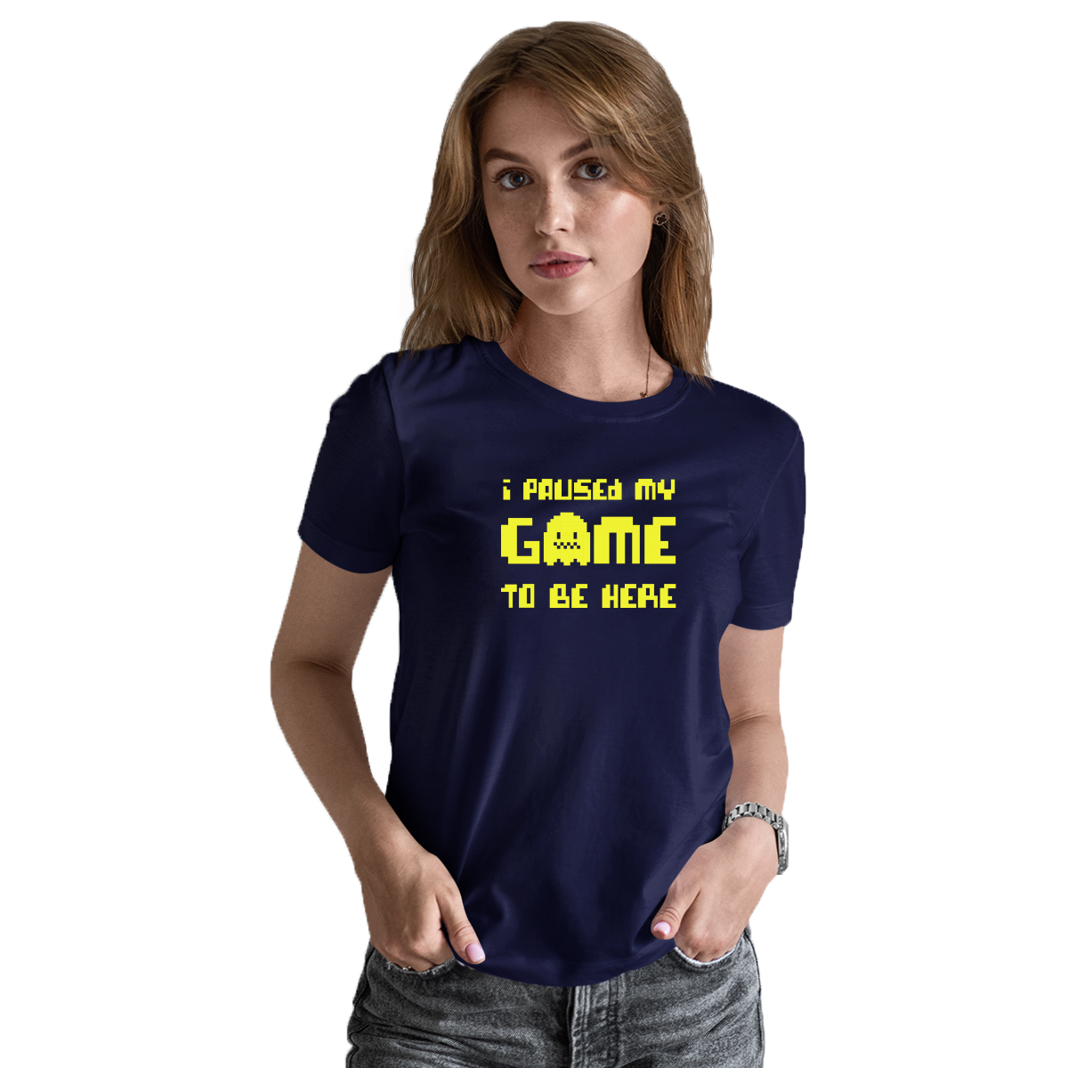 I Paused My Game To Be Here  Women's T-shirt | Navy