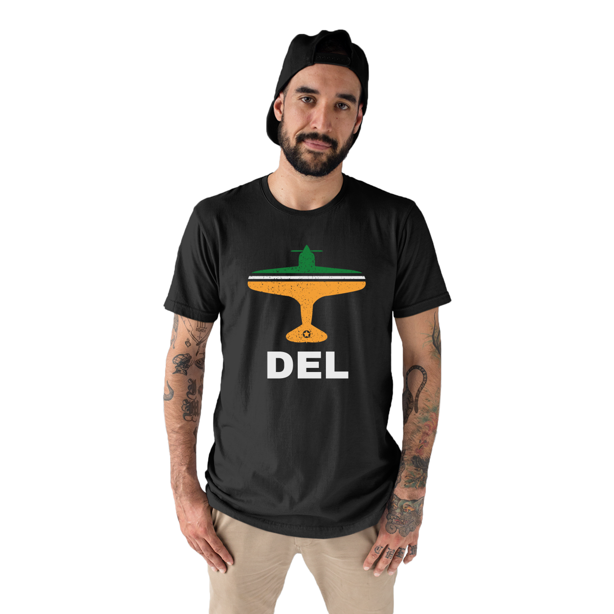 Fly Delhi DEL Airport  Men's T-shirt | Black