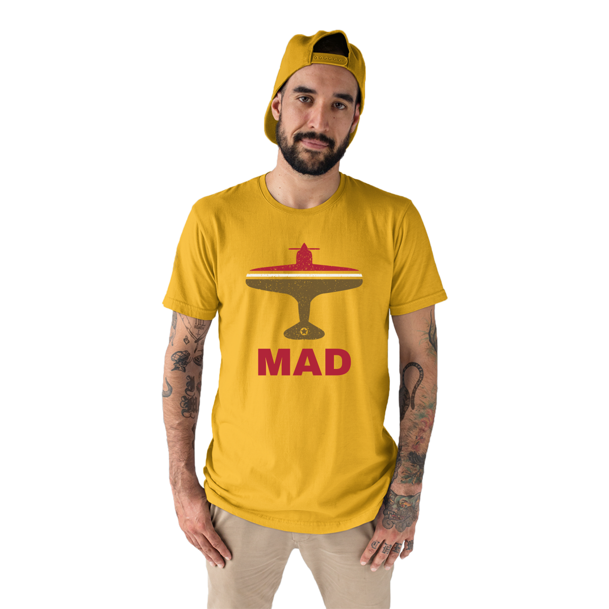 Fly Madrid MAD Airport Men's T-shirt | Yellow
