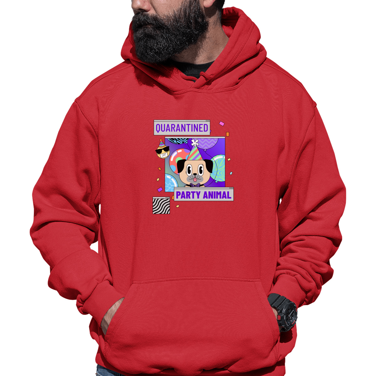 Quarantined Party Animal Unisex Hoodie | Red