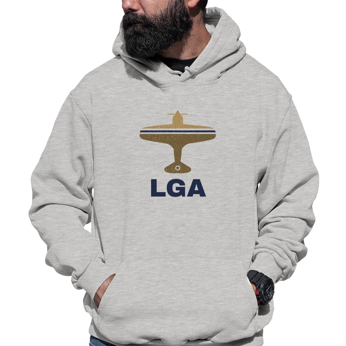 Fly New York LGA Airport Unisex Hoodie | Gray