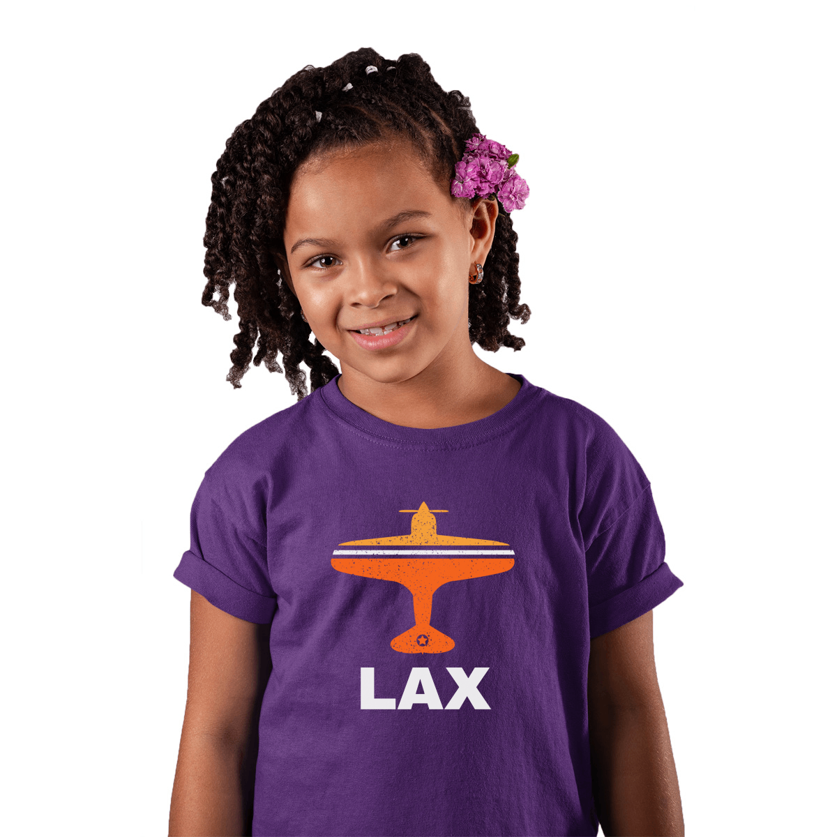 Fly Los  Angeles LAX Airport Kids T-shirt | Purple