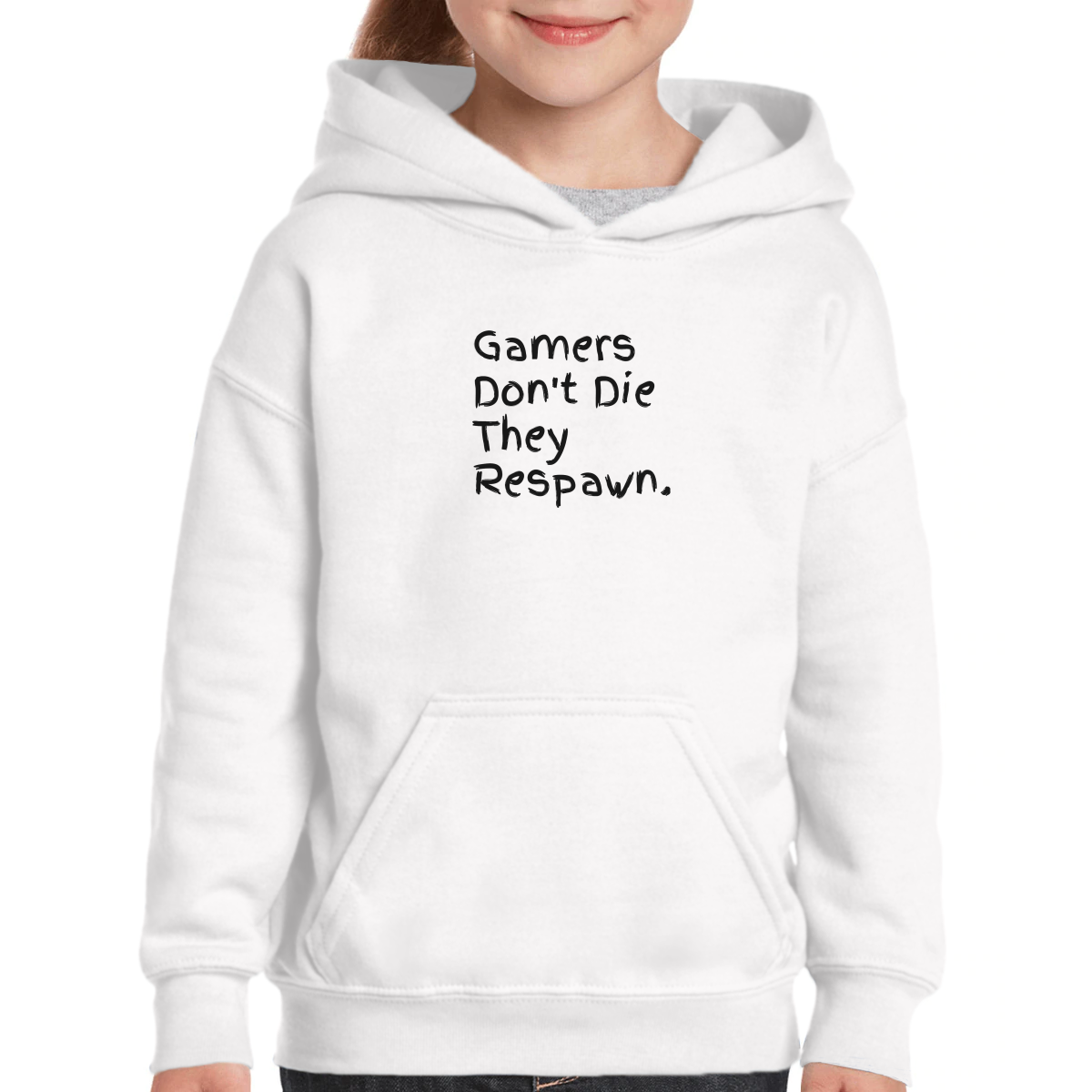 Gamers Don't Die They Respawn Kids Hoodie | White
