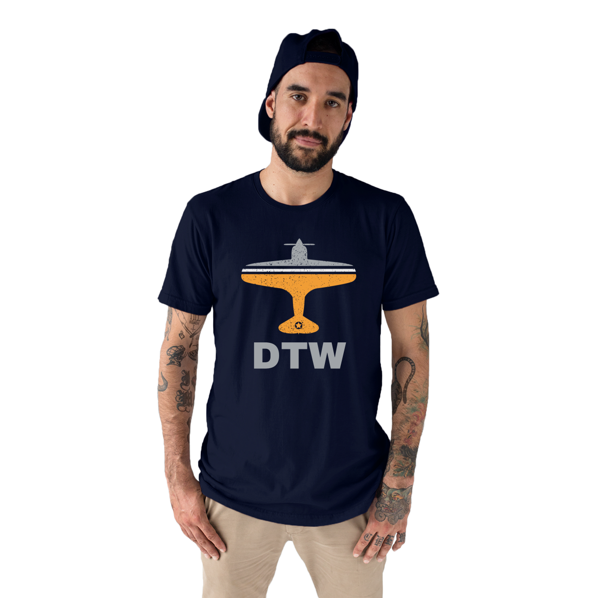 Fly Detrorit DTW Airport Men's T-shirt | Navy