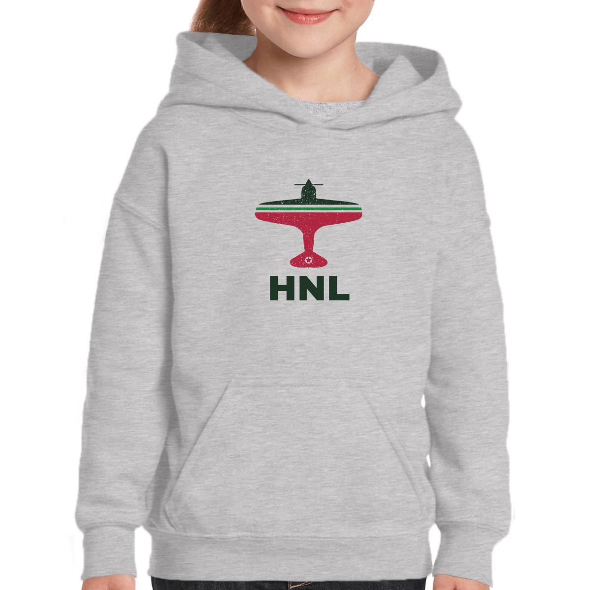 Fly Honolulu HNL Airport Kids Hoodie | Gray