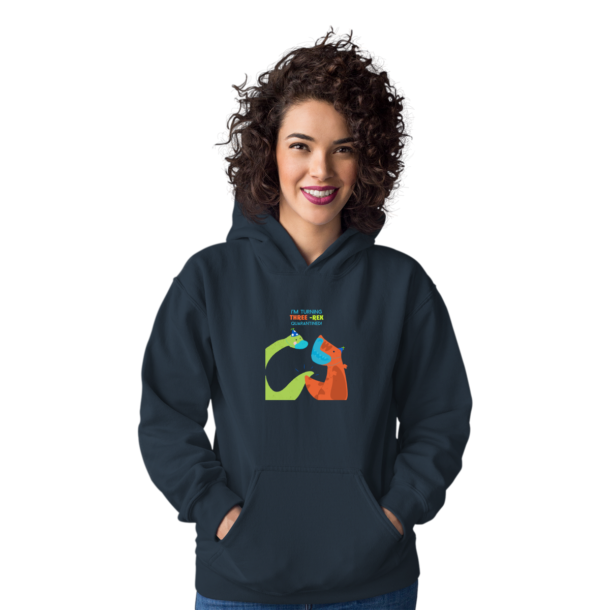 I'm turning three-rex quarantined Unisex Hoodie | Navy