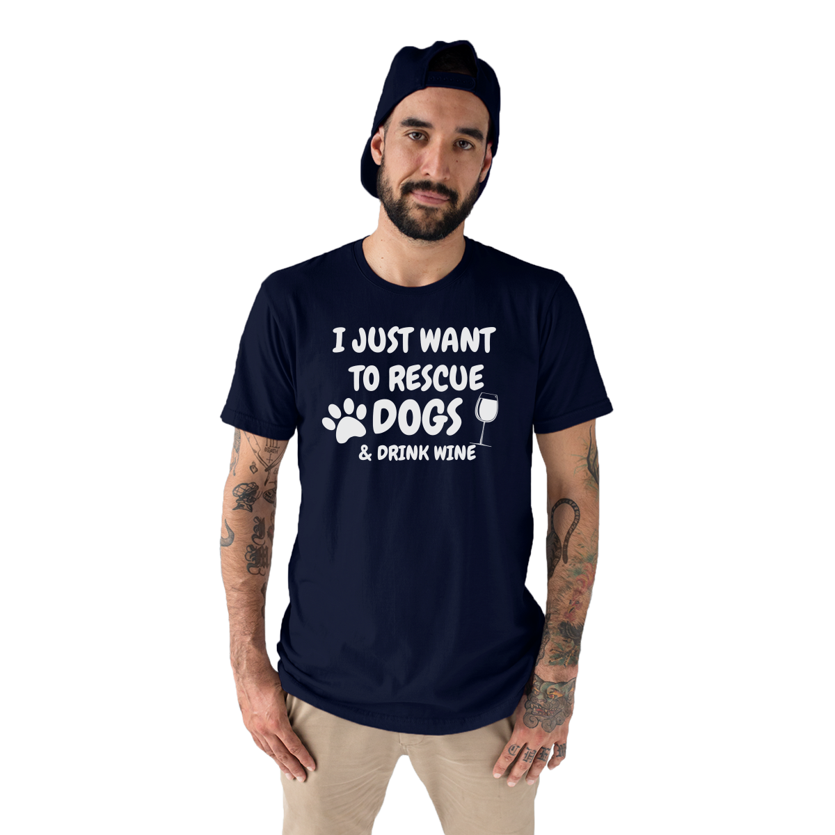 Dogs and Drink Wine Men's T-shirt | Navy