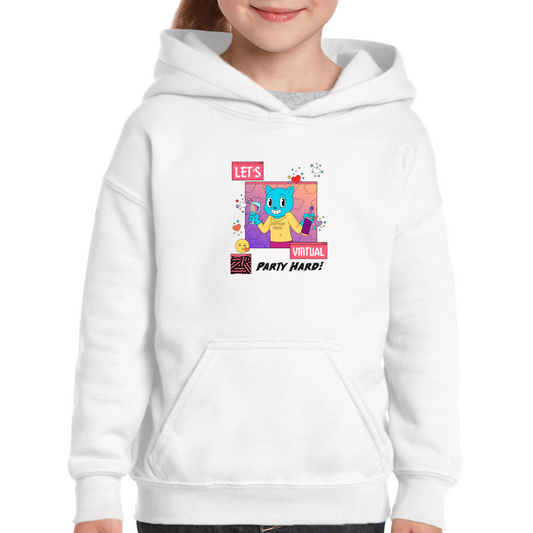 Let's Virtual Party Hard Kids Hoodie | White