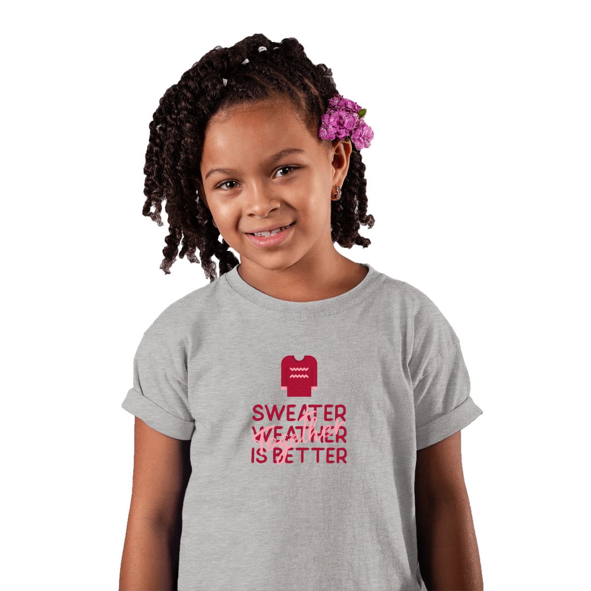 Sweather Weather is Better Together Kids T-shirt | Gray