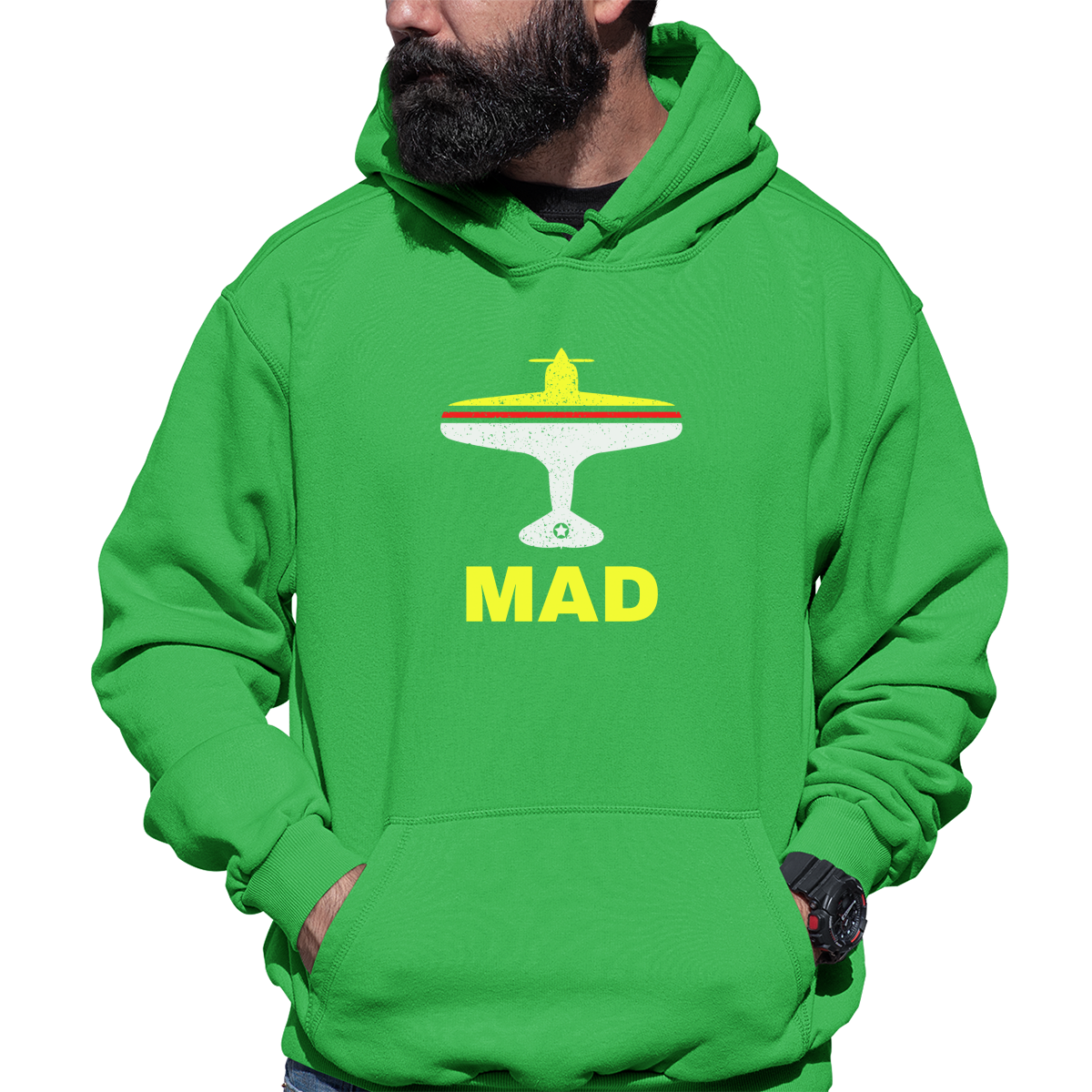 Fly Madrid MAD Airport Unisex Hoodie | Green