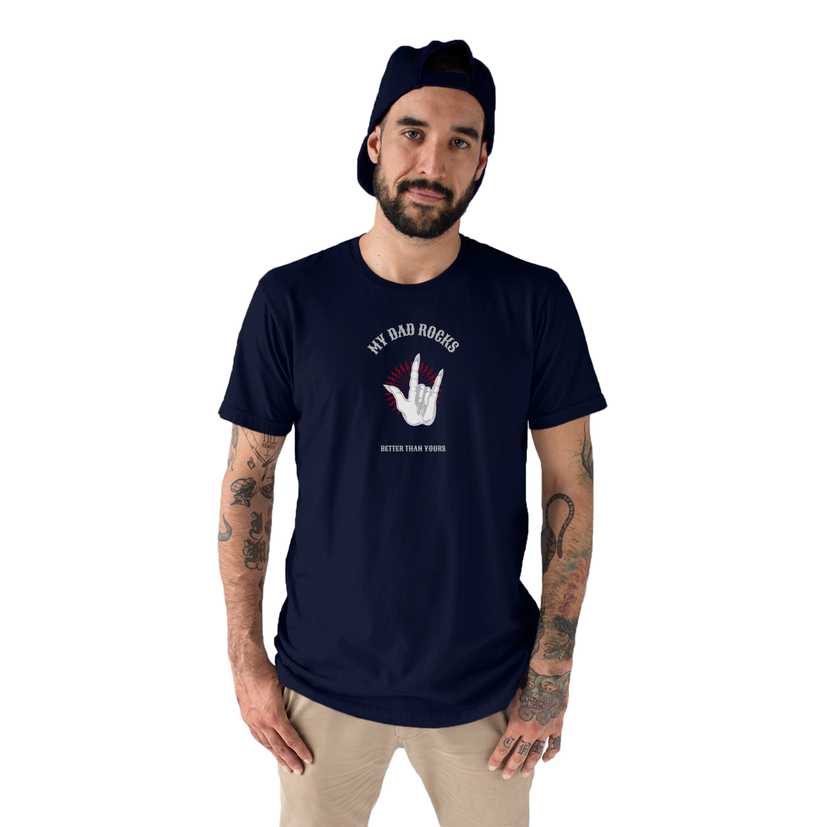 My Dad Rocks Men's T-shirt | Navy