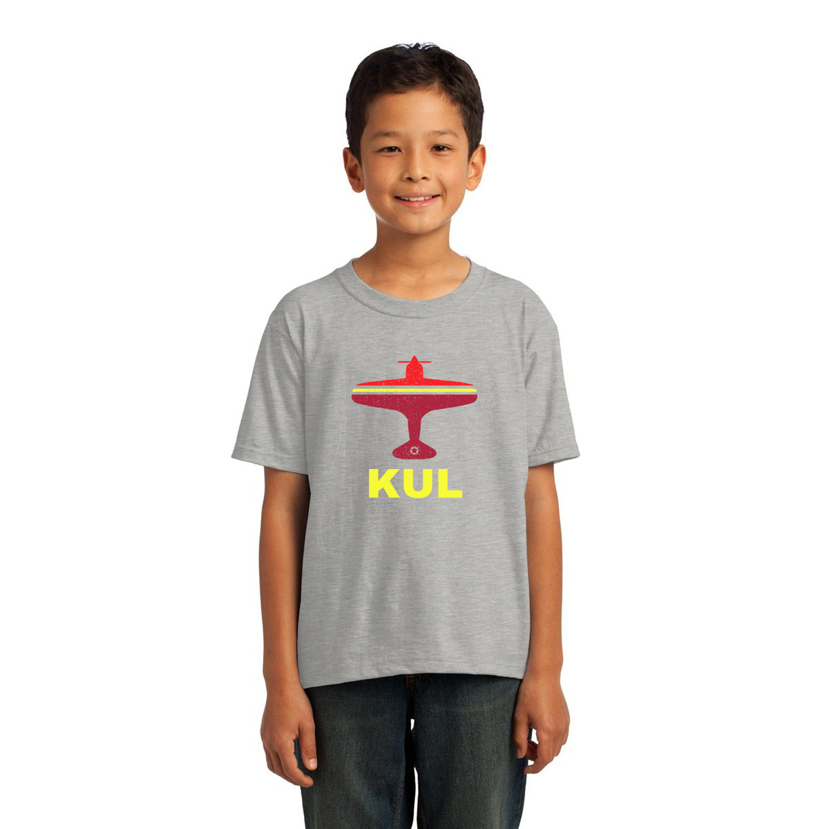 Fly Kuala Lumpur KUL Airport Kids T-shirt | Gray
