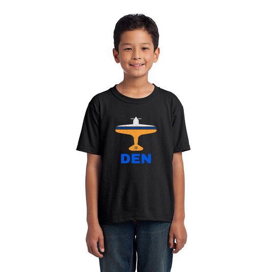 Fly Denver DEN Airport Kids T-shirt | Black