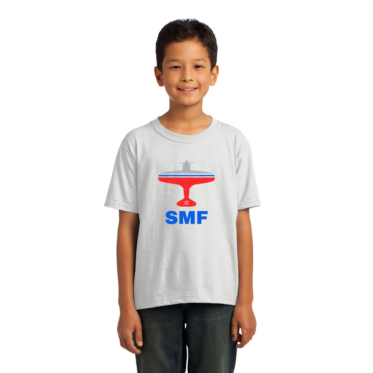 Fly Sacrameto SMF Airport Kids T-shirt | White
