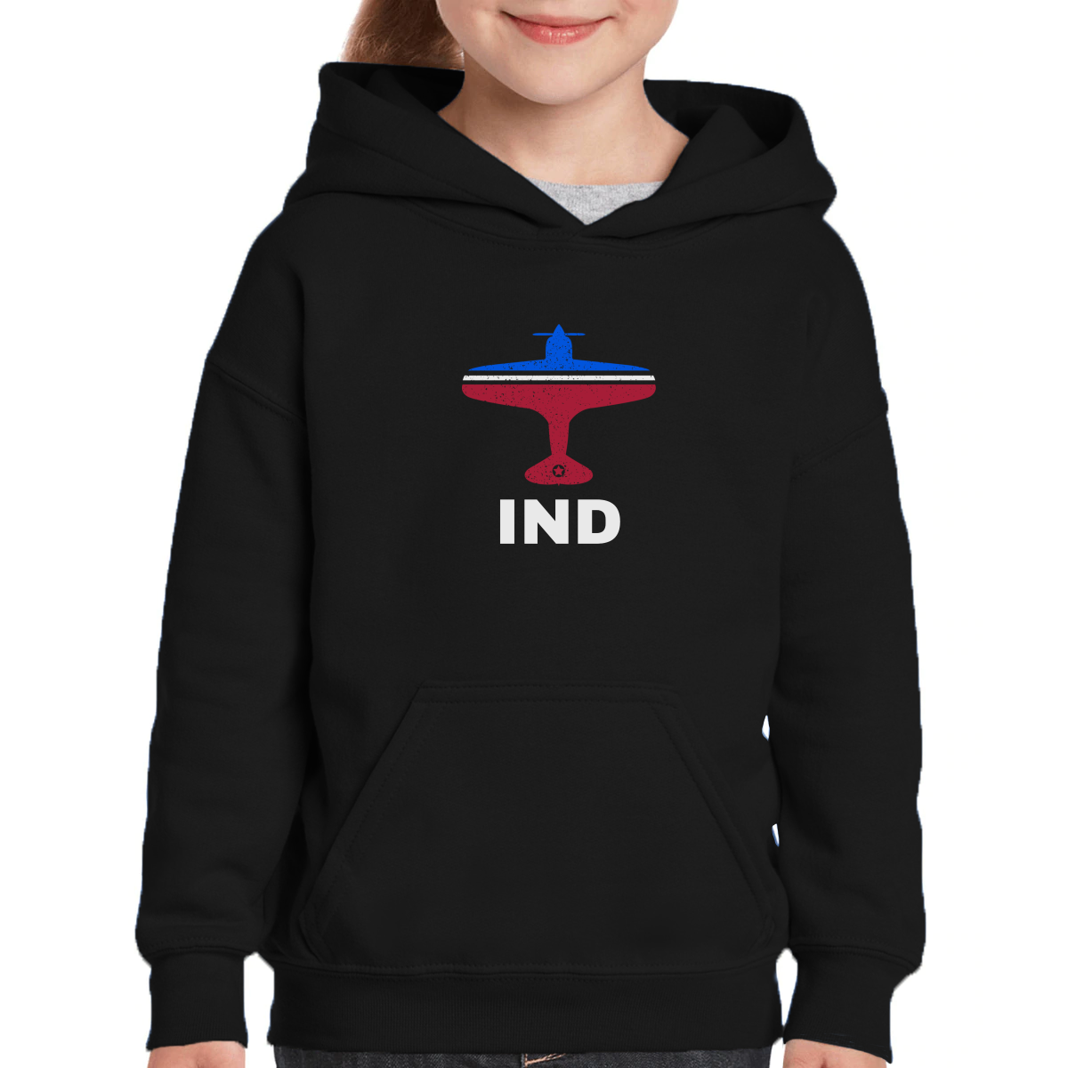 Fly Indianapolis IND Airport Kids Hoodie | Black