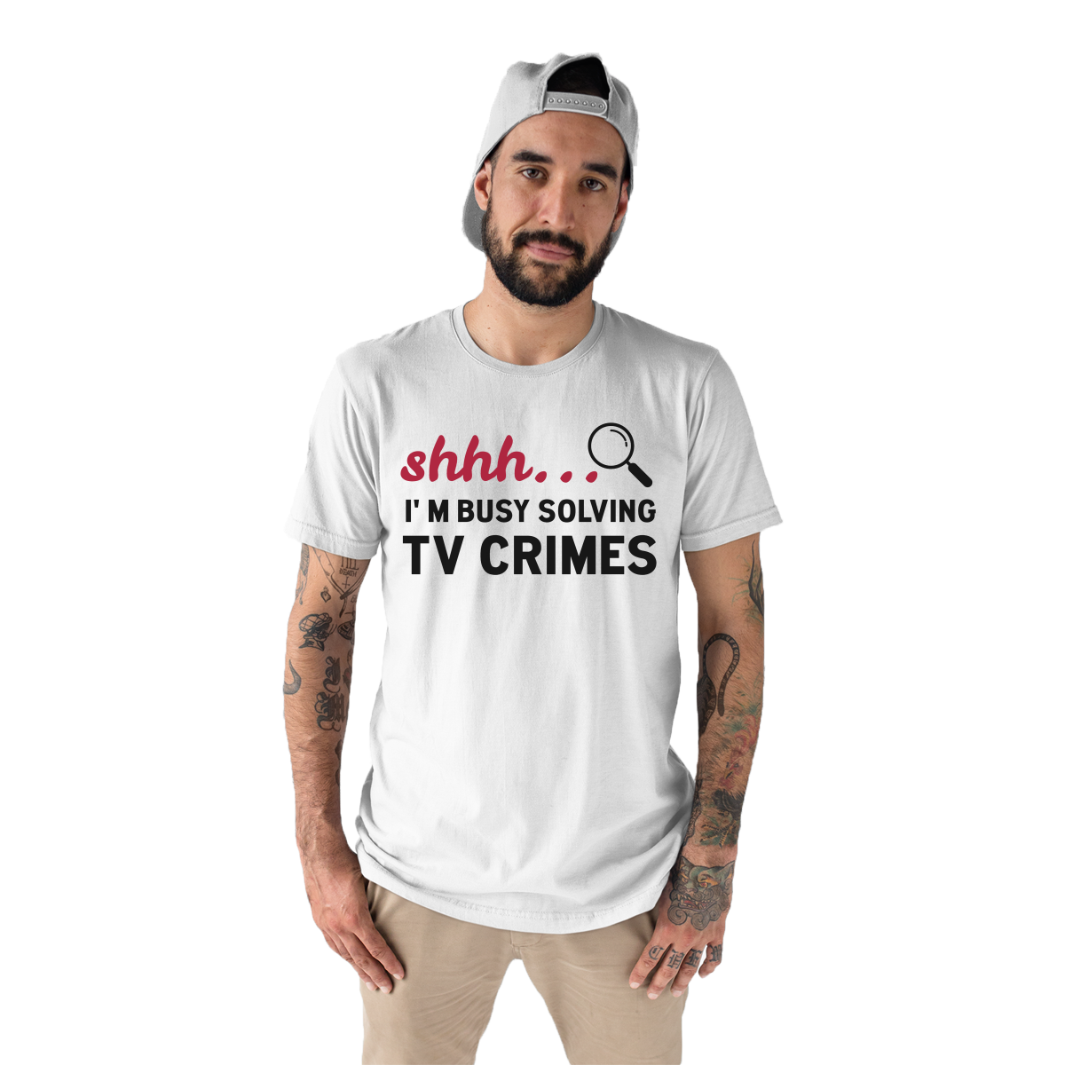 Shh I'm Busy Solving TV Crimes Men's T-shirt | White