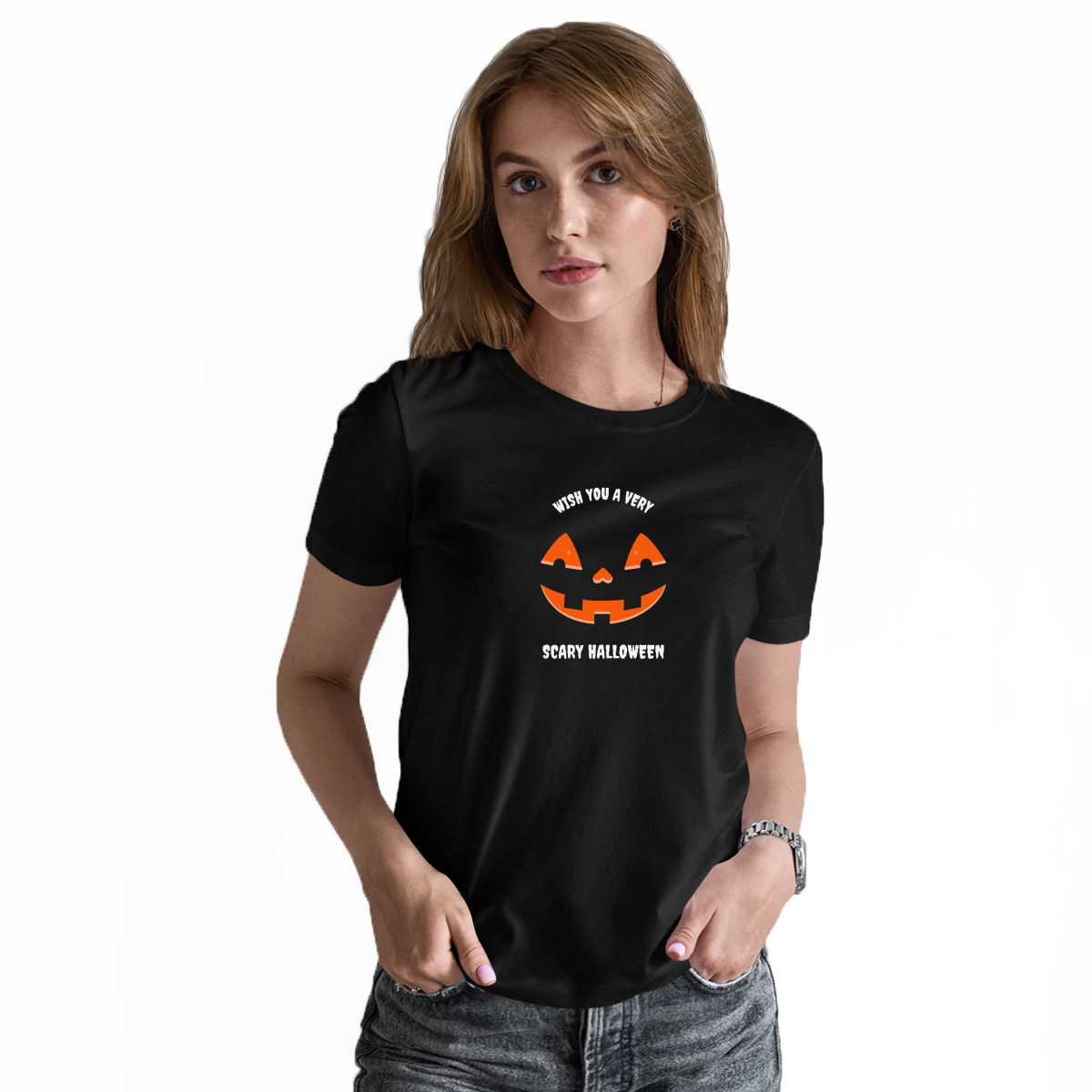 Wish You a Very Scary Halloween Women's T-shirt | Black