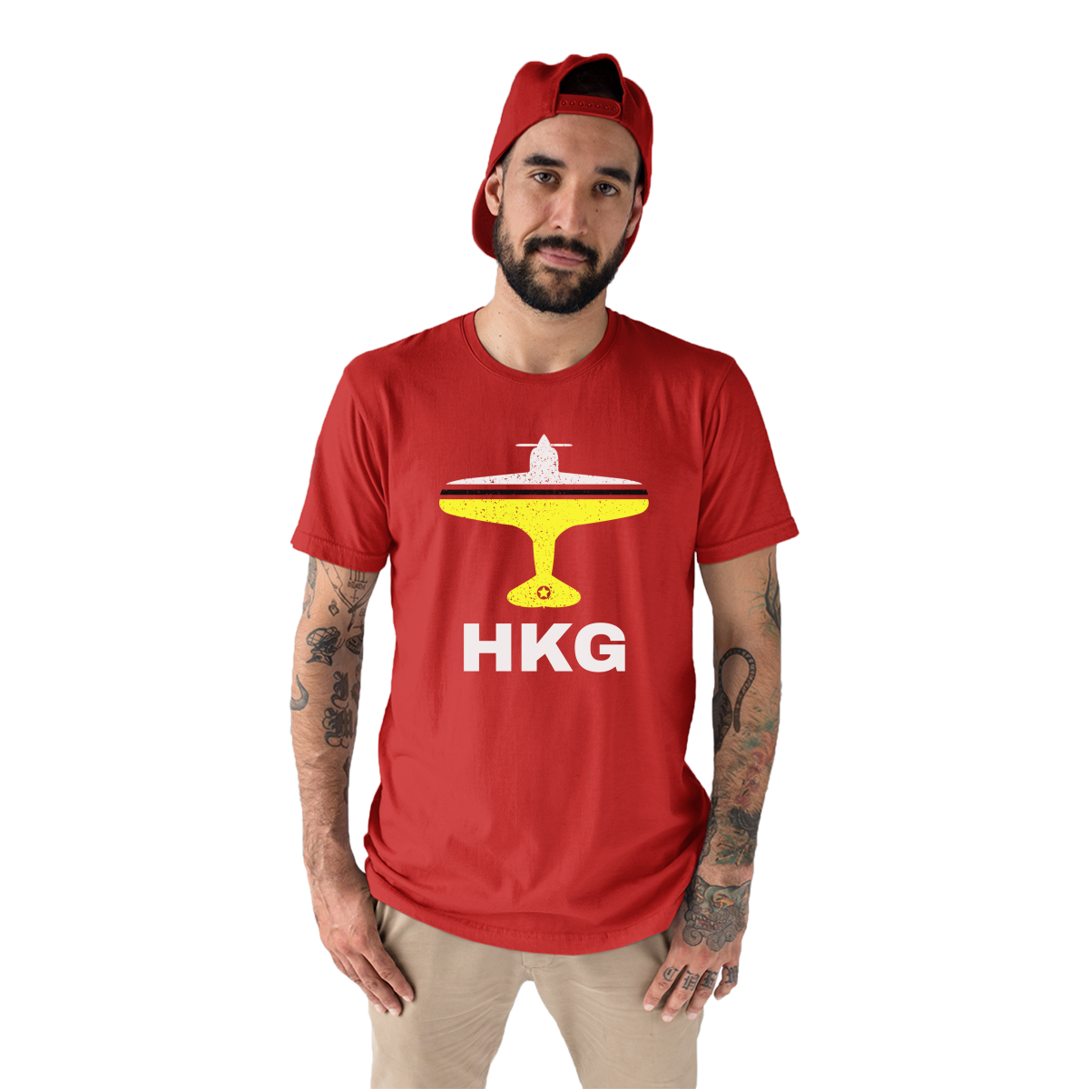 Fly Hong Kong HKG Airport Men's T-shirt | Red